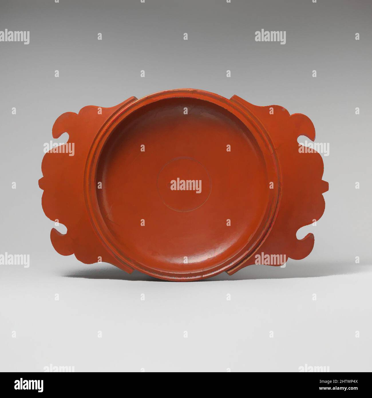 Kunst inspiriert von Terrakotta-Platte, Mid Imperial, Mitte des 2.. Jahrhunderts n. Chr., Roman, Terrakotta; Ostgallische Terra sigillata Ware, H. 1 13/16 Zoll (4,6 cm), Vasen, die großen geschnitzten Griffe ähneln denen auf zeitgenössischen römischen Silber oder Bronze Servierschalen und Tabletts gefunden. Im Zentrum von, Classic Works modernisiert von Artotop mit einem Schuss Moderne. Formen, Farbe und Wert, auffällige visuelle Wirkung auf Kunst. Emotionen durch Freiheit von Kunstwerken auf zeitgemäße Weise. Eine zeitlose Botschaft, die eine wild kreative neue Richtung verfolgt. Künstler, die sich dem digitalen Medium zuwenden und die Artotop NFT erschaffen Stockfoto