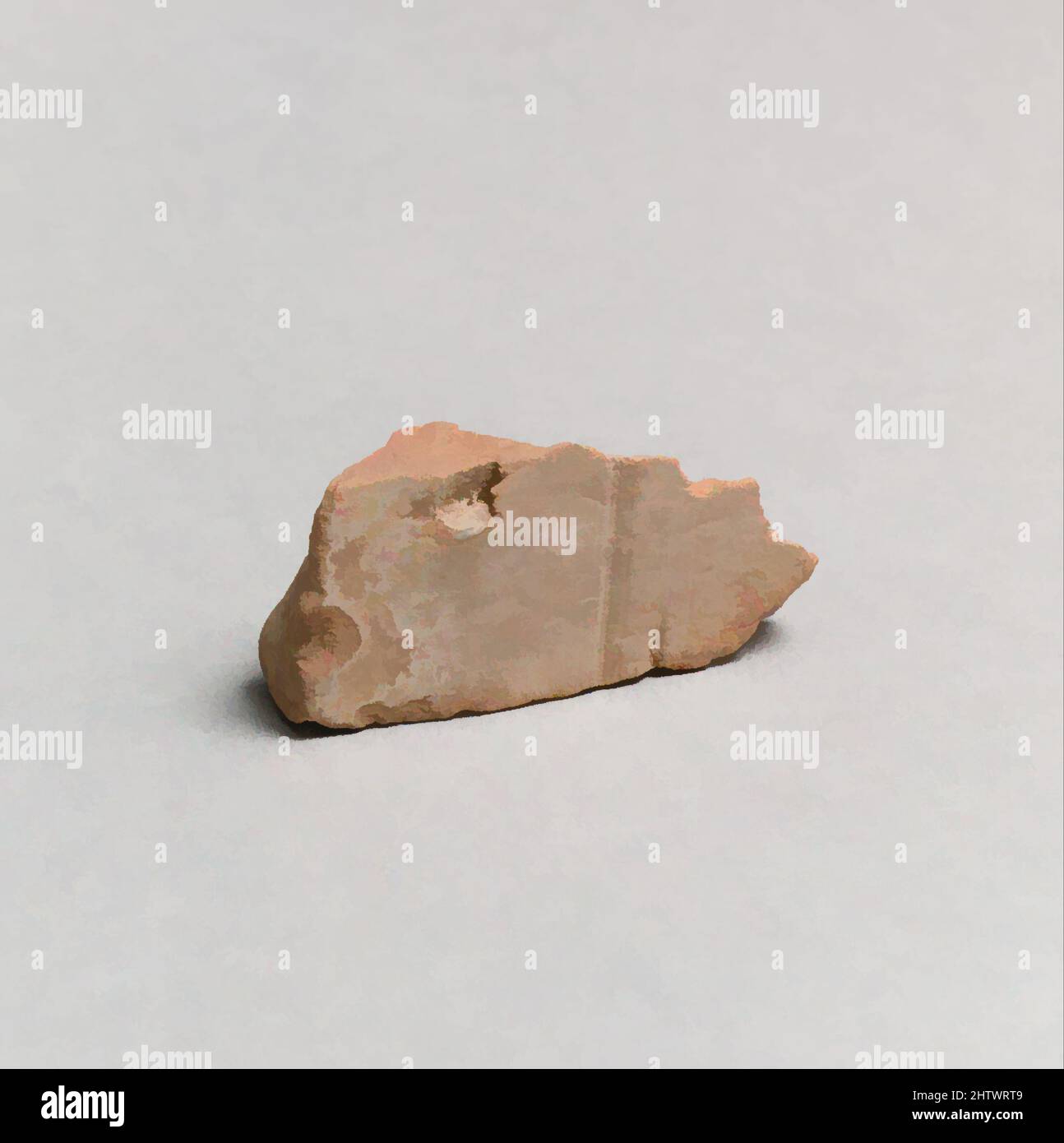 Art inspired by Vase Fragment, Greek, Lydian, Terracotta, Overall: 2 3/4 x 15/16in. (7 x 2,3cm), Vasen, Classic Works modernisiert von Artotop mit einem Schuss Moderne. Formen, Farbe und Wert, auffällige visuelle Wirkung auf Kunst. Emotionen durch Freiheit von Kunstwerken auf zeitgemäße Weise. Eine zeitlose Botschaft, die eine wild kreative neue Richtung verfolgt. Künstler, die sich dem digitalen Medium zuwenden und die Artotop NFT erschaffen Stockfoto