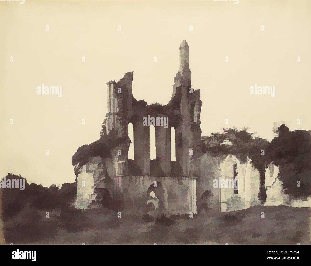 Art inspired by Byland Abbey, 1856, Albumin-Silberdruck auf Papiernegativ, 21,1 x 27,0 cm. (8 5/16 x 10 5/8 Zoll), Fotografien, Alfred Capel Cure (britisch, 1826–1896, Klassische Werke, die von Artotop mit einem Schuss Moderne modernisiert wurden. Formen, Farbe und Wert, auffällige visuelle Wirkung auf Kunst. Emotionen durch Freiheit von Kunstwerken auf zeitgemäße Weise. Eine zeitlose Botschaft, die eine wild kreative neue Richtung verfolgt. Künstler, die sich dem digitalen Medium zuwenden und die Artotop NFT erschaffen Stockfoto