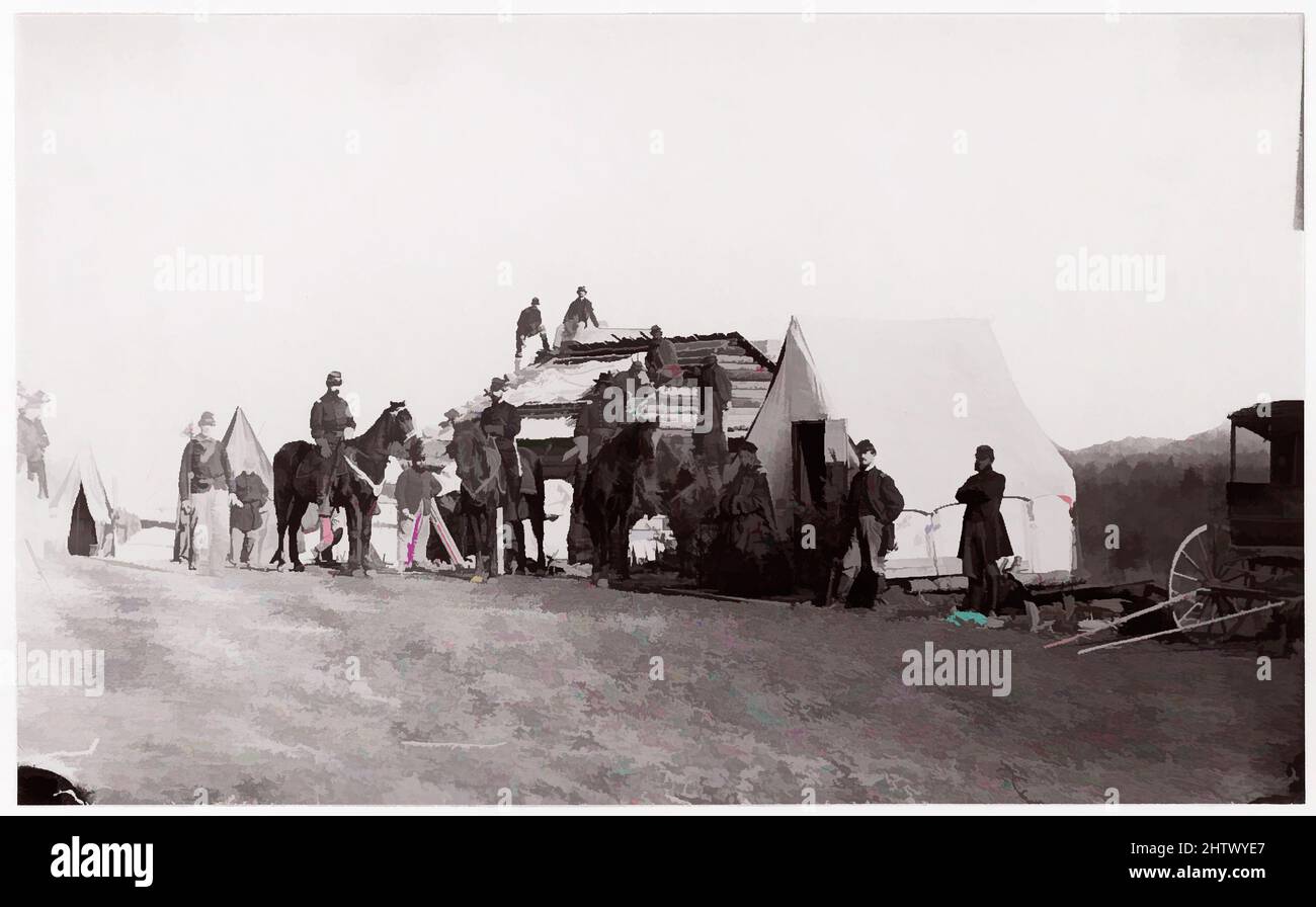 Art Inspired by Building Winter Quarters', 1861–65, Albumen-Silberdruck aus Glasnegativ, Fotografien, Klassische Werke, die von Artotop mit einem Schuss Moderne modernisiert wurden. Formen, Farbe und Wert, auffällige visuelle Wirkung auf Kunst. Emotionen durch Freiheit von Kunstwerken auf zeitgemäße Weise. Eine zeitlose Botschaft, die eine wild kreative neue Richtung verfolgt. Künstler, die sich dem digitalen Medium zuwenden und die Artotop NFT erschaffen Stockfoto