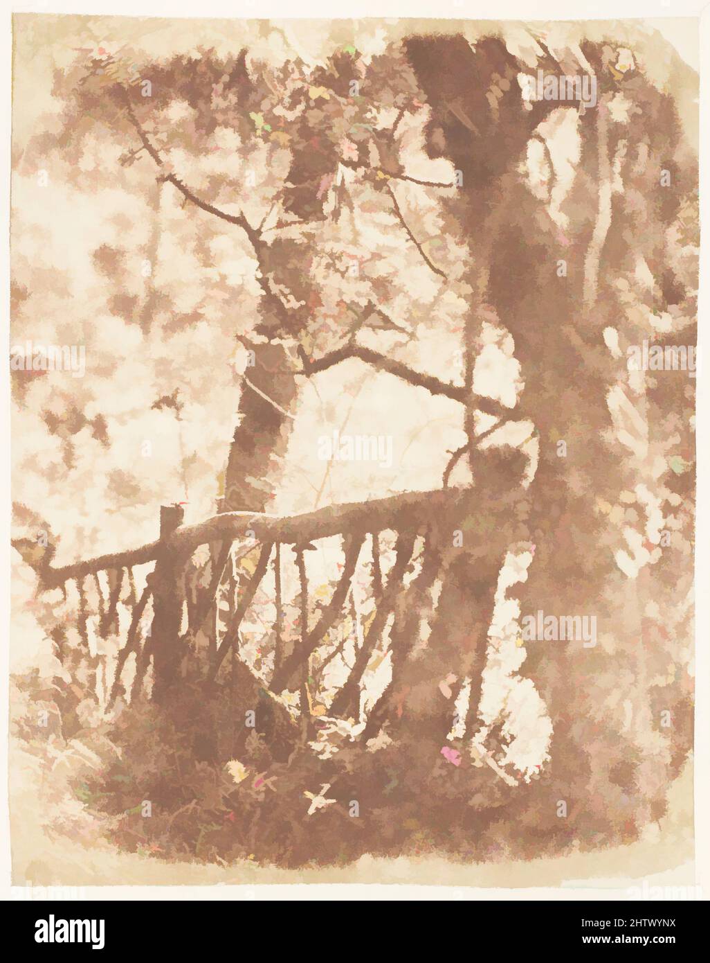 Art Inspired by Tree at Colinton, 1843–47, gesalzener Papierdruck aus Papiernegativ, Fotografien, David Octavius Hill (British, Perth, Schottland 1802–1870 Edinburgh, Schottland), Robert Adamson (British, St. Andrews, Schottland 1821–1848 St. Andrews, Schottland, Klassisches Werk, das von Artotop mit einem Schuss Moderne modernisiert wurde. Formen, Farbe und Wert, auffällige visuelle Wirkung auf Kunst. Emotionen durch Freiheit von Kunstwerken auf zeitgemäße Weise. Eine zeitlose Botschaft, die eine wild kreative neue Richtung verfolgt. Künstler, die sich dem digitalen Medium zuwenden und die Artotop NFT erschaffen Stockfoto