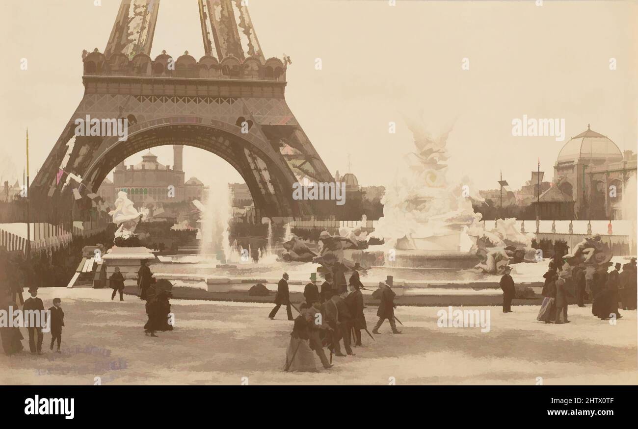 Art inspired by Eiffel Tower, 1890s, Albumin-Silberdruck, 12,1 x 18,8 cm. (4 3/4 x 7 3/8 Zoll), Fotografien, Unbekannt (Französisch, Klassische Werke, die von Artotop mit einem Schuss Moderne modernisiert wurden. Formen, Farbe und Wert, auffällige visuelle Wirkung auf Kunst. Emotionen durch Freiheit von Kunstwerken auf zeitgemäße Weise. Eine zeitlose Botschaft, die eine wild kreative neue Richtung verfolgt. Künstler, die sich dem digitalen Medium zuwenden und die Artotop NFT erschaffen Stockfoto