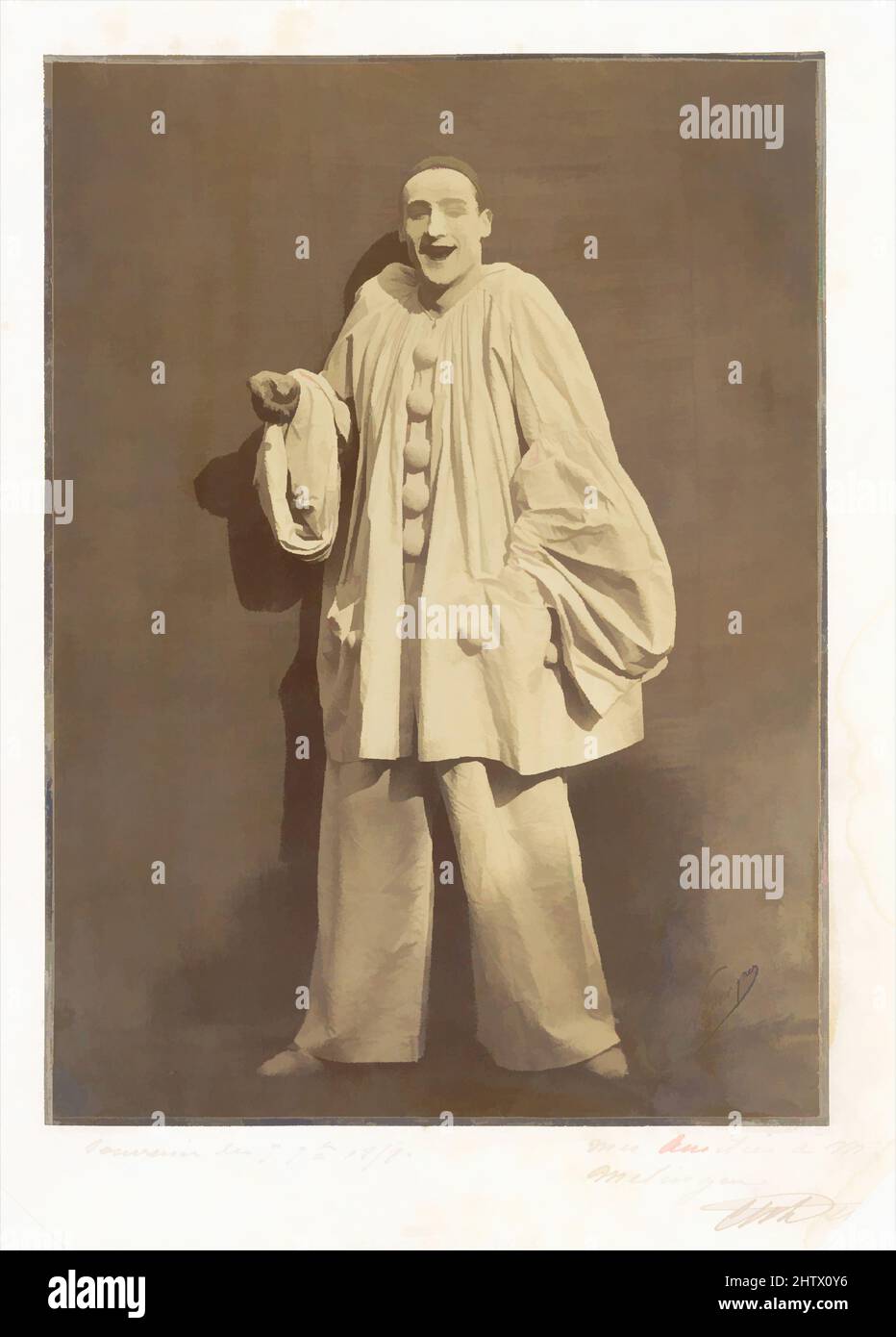 Art inspired by Pierrot Laughing, 1855, Gelatine-beschichteter Salzpapierdruck (Vernis-cuir), 27,3 x 19,8 cm (10 3/4 x 7 13/16 Zoll), Fotografien, Nadar (Französisch, Paris 1820–1910 Paris), Adrien Tournachon (Französisch, 1825–1903), Wir verdanken das zeitgenössische Image von Pierrot dem berühmten Pantomime Jean-, Classic Works, das von Artotop mit einem Schuss Moderne modernisiert wurde. Formen, Farbe und Wert, auffällige visuelle Wirkung auf Kunst. Emotionen durch Freiheit von Kunstwerken auf zeitgemäße Weise. Eine zeitlose Botschaft, die eine wild kreative neue Richtung verfolgt. Künstler, die sich dem digitalen Medium zuwenden und die Artotop NFT erschaffen Stockfoto