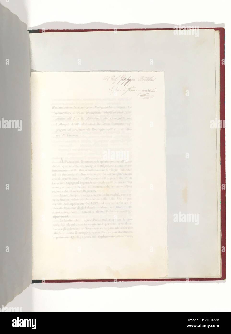 Art Inspired by Notizie sopra le Immagini Fotoiche, 1840, Tinte auf Papier, Blatt: 23,2 x 30,9 cm (9 1/8 x 12 3/16 Zoll), Ephemera, Klassische Werke, die von Artotop mit einem Schuss Moderne modernisiert wurden. Formen, Farbe und Wert, auffällige visuelle Wirkung auf Kunst. Emotionen durch Freiheit von Kunstwerken auf zeitgemäße Weise. Eine zeitlose Botschaft, die eine wild kreative neue Richtung verfolgt. Künstler, die sich dem digitalen Medium zuwenden und die Artotop NFT erschaffen Stockfoto