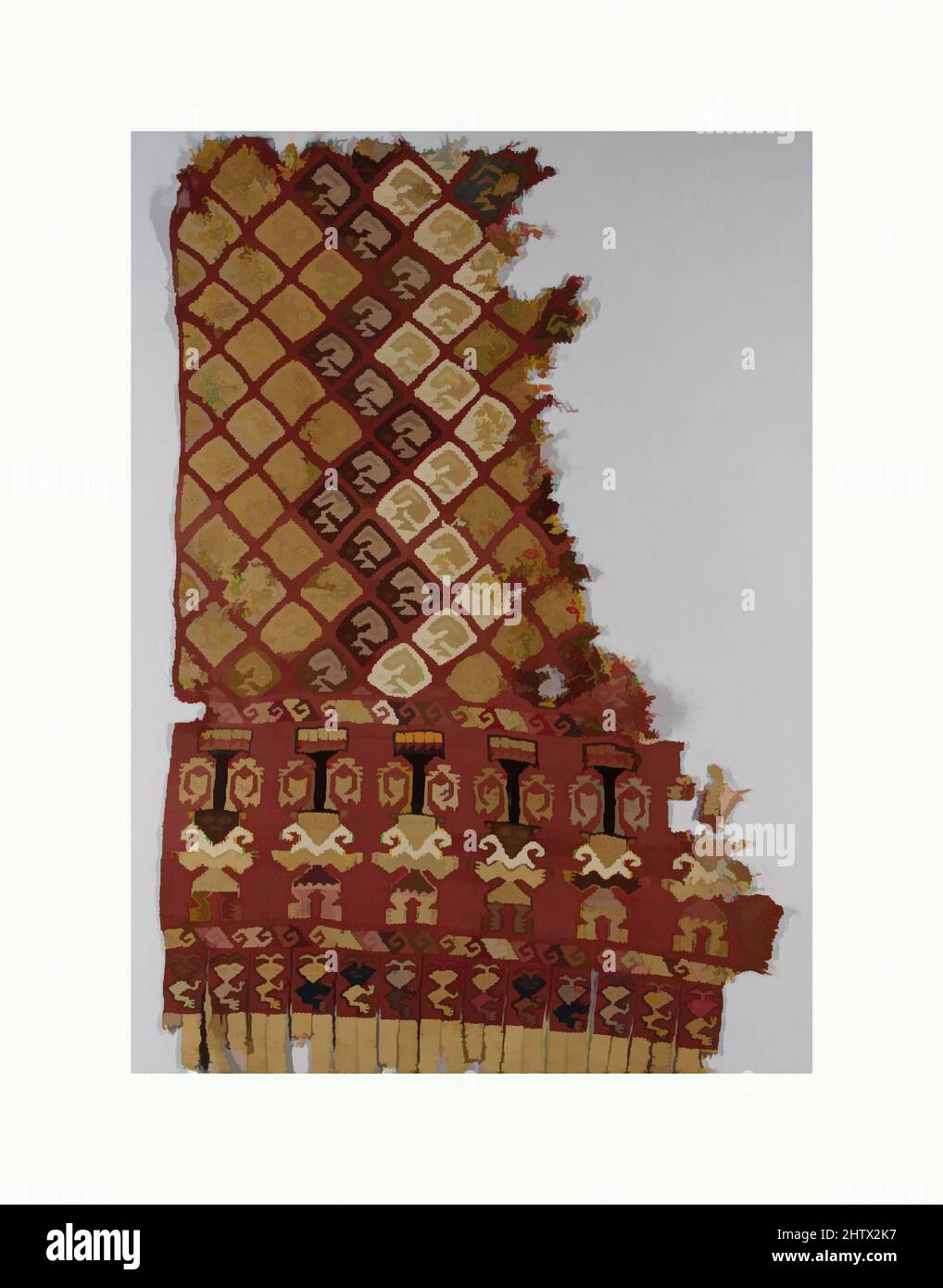 Kunst inspiriert von Fragment, 12.–14. Jahrhundert, Peru, Chancay, Kamelidhaar, Baumwolle, insgesamt: 14 x 21 1/2 Zoll (35,56 x 54,61 cm), Textilien-gewobene, klassische Werke, die von Artotop mit einem Schuss Modernität modernisiert wurden. Formen, Farbe und Wert, auffällige visuelle Wirkung auf Kunst. Emotionen durch Freiheit von Kunstwerken auf zeitgemäße Weise. Eine zeitlose Botschaft, die eine wild kreative neue Richtung verfolgt. Künstler, die sich dem digitalen Medium zuwenden und die Artotop NFT erschaffen Stockfoto