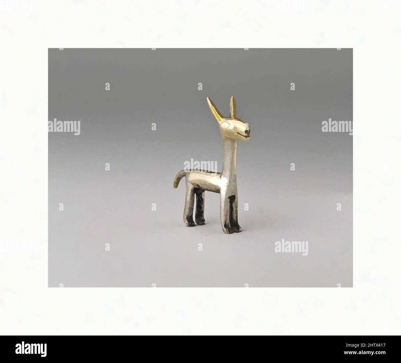 Kunst inspiriert von Llama, 15.–Anfang des 16.. Jahrhunderts, Peru, Inka, Silber, Höhe 2 Zoll, Metallskulptur, Klassische Werke, die von Artotop mit einem Schuss Moderne modernisiert wurden. Formen, Farbe und Wert, auffällige visuelle Wirkung auf Kunst. Emotionen durch Freiheit von Kunstwerken auf zeitgemäße Weise. Eine zeitlose Botschaft, die eine wild kreative neue Richtung verfolgt. Künstler, die sich dem digitalen Medium zuwenden und die Artotop NFT erschaffen Stockfoto
