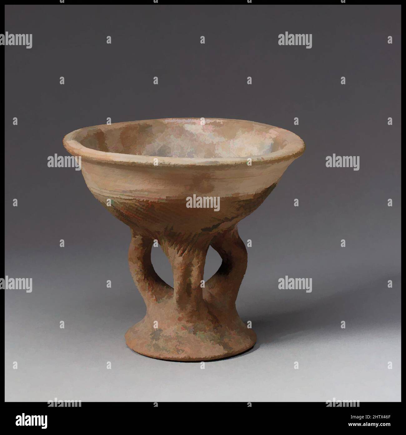 Kunst inspiriert von Schiff: Fußstützpunkt, 13. Jahrhundert, Mali, Tellemer Völker, Terrakotta, H. 5 1/4 x Durchm. 6 1/8 Zoll (13,3 x 15,6 cm), Keramik-Container, die Tellem sind vermutlich auf dem felsigen Bandiagara Escarpment im heutigen südlichen Mali irgendwann während des elften angekommen, Classic Works modernisiert von Artotop mit einem Schuss Moderne. Formen, Farbe und Wert, auffällige visuelle Wirkung auf Kunst. Emotionen durch Freiheit von Kunstwerken auf zeitgemäße Weise. Eine zeitlose Botschaft, die eine wild kreative neue Richtung verfolgt. Künstler, die sich dem digitalen Medium zuwenden und die Artotop NFT erschaffen Stockfoto