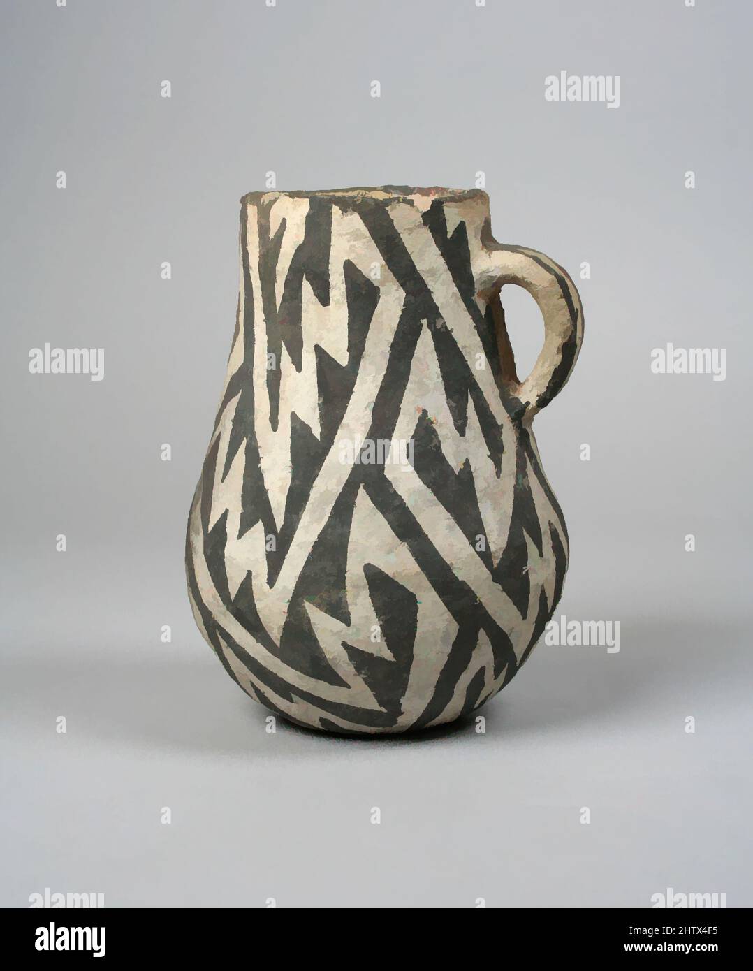 Kunst inspiriert von Jug, 12.–18. Jahrhundert, USA, Arizona, Ancestral Pueblo (Anasazi), Keramik, Slip, Pigment, H. 6 1/4 x B. 4 1/2 Zoll (15,9 x 11,4 cm), Keramik-Behälter, von Artotop modernisierte Classic Works mit einem Schuss Moderne. Formen, Farbe und Wert, auffällige visuelle Wirkung auf Kunst. Emotionen durch Freiheit von Kunstwerken auf zeitgemäße Weise. Eine zeitlose Botschaft, die eine wild kreative neue Richtung verfolgt. Künstler, die sich dem digitalen Medium zuwenden und die Artotop NFT erschaffen Stockfoto