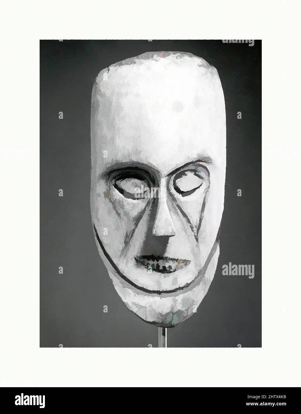 Kunst inspiriert von Maske, Mitte bis Ende des 19.. Jahrhunderts, Papua-Neuguinea, Neubritanien, Tolai-Menschen, Holz, Farbe, H.12 1/8 x B 6 1/8 x T 3 Zoll (30,8 x 15,6 x 7,6 cm), Holzskulptur, Klassisches Werk, das von Artotop mit einem Schuss Modernität modernisiert wurde. Formen, Farbe und Wert, auffällige visuelle Wirkung auf Kunst. Emotionen durch Freiheit von Kunstwerken auf zeitgemäße Weise. Eine zeitlose Botschaft, die eine wild kreative neue Richtung verfolgt. Künstler, die sich dem digitalen Medium zuwenden und die Artotop NFT erschaffen Stockfoto