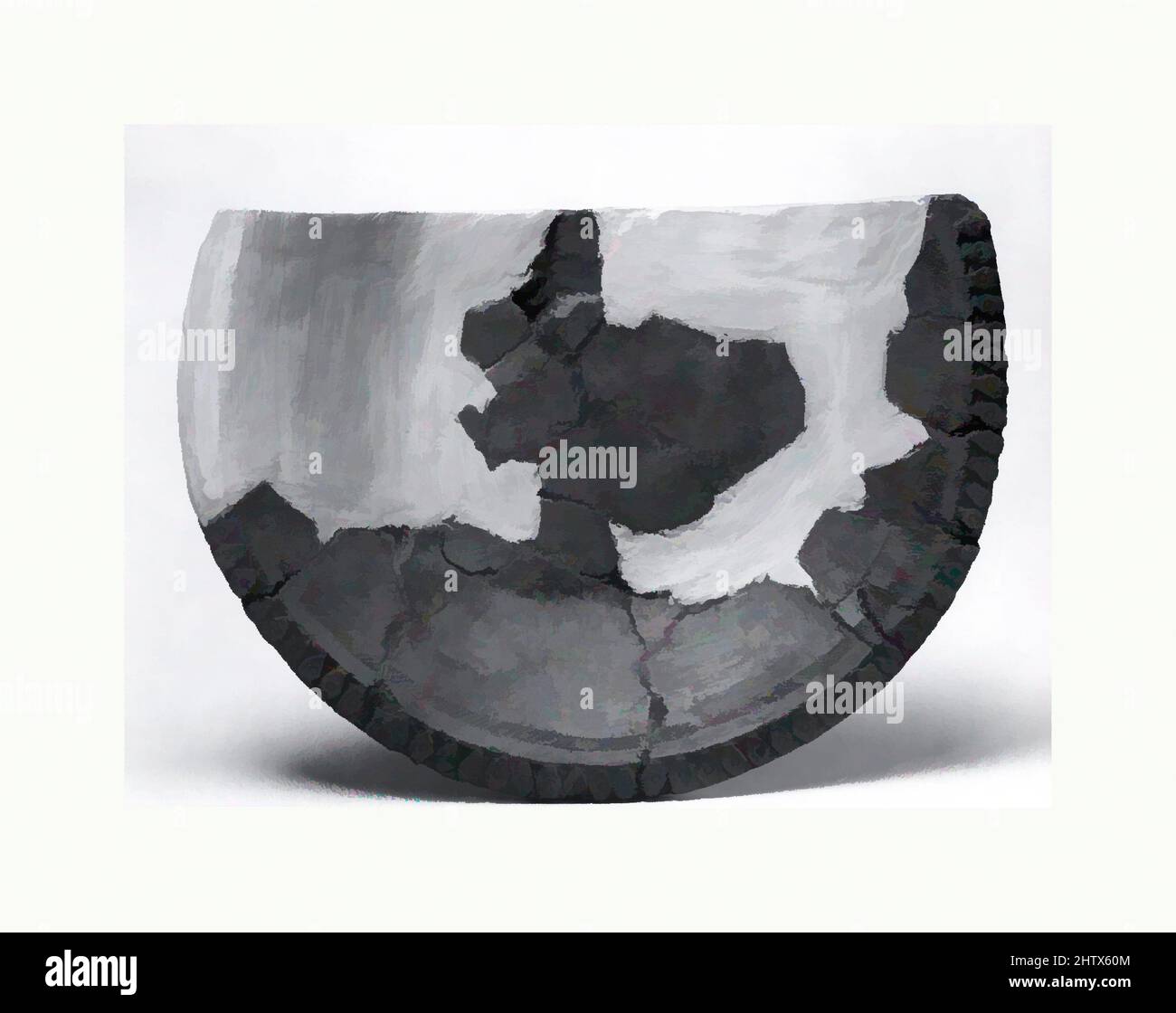 Kunst inspiriert von einer Schale, Mitte des 20.. Jahrhunderts, Salomonen, Santa Cruz Inseln, Temotu Provinz, Lapita People, Gips, H. 6 7/8 in. (17,5 cm), Gips-Reproduktionen, von Artotop modernisierte Klassiker mit einem Schuss Moderne. Formen, Farbe und Wert, auffällige visuelle Wirkung auf Kunst. Emotionen durch Freiheit von Kunstwerken auf zeitgemäße Weise. Eine zeitlose Botschaft, die eine wild kreative neue Richtung verfolgt. Künstler, die sich dem digitalen Medium zuwenden und die Artotop NFT erschaffen Stockfoto