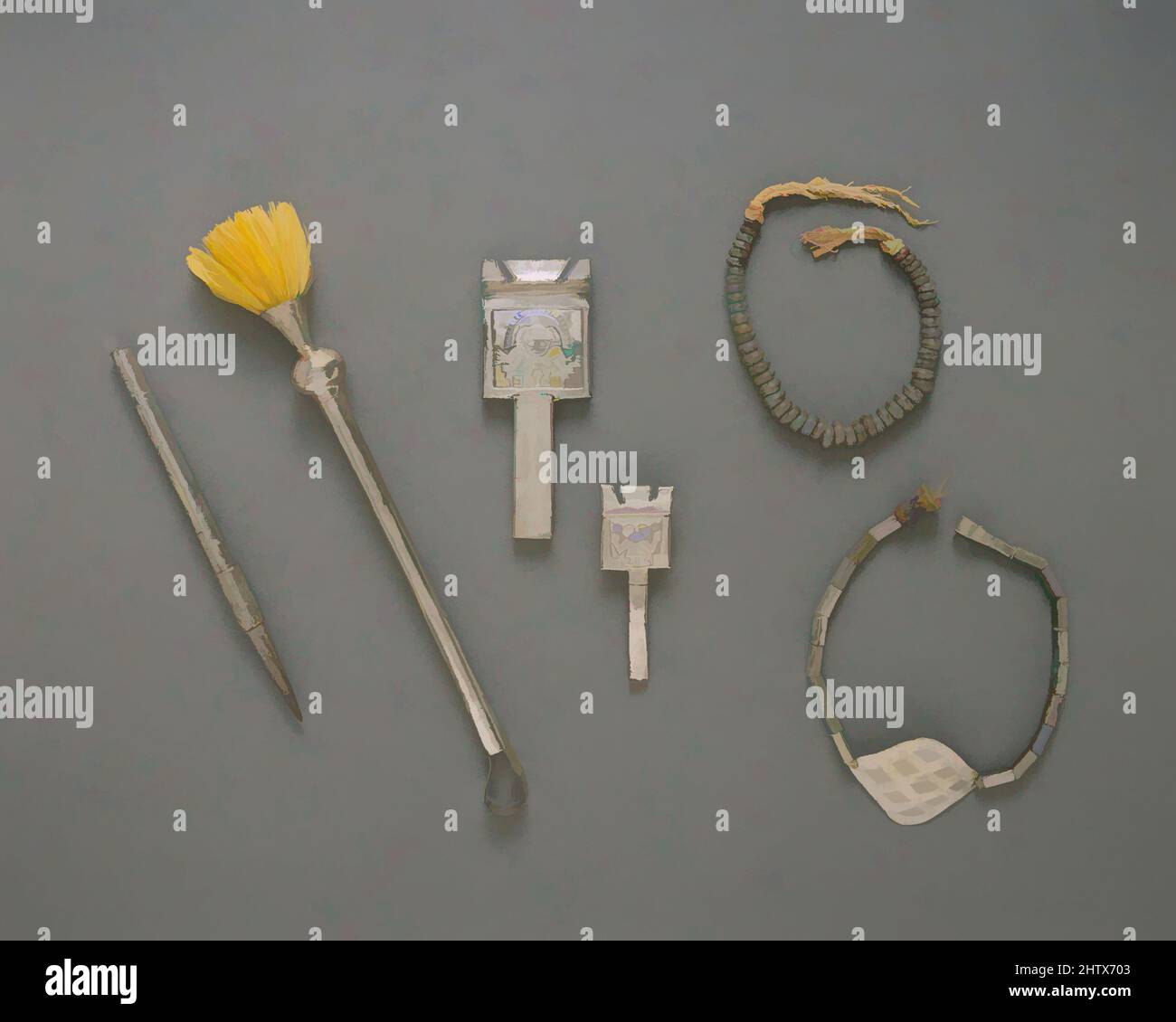 Art Inspired by Mirror, 13.–15. Century, Peru, Chimú oder Chancay, Silver (gehämmert), H x B: 2 1/2 x 6 5/16in. (6,3 x 16cm), Metal-Geräte, Classic Works modernisiert von Artotop mit einem Schuss Moderne. Formen, Farbe und Wert, auffällige visuelle Wirkung auf Kunst. Emotionen durch Freiheit von Kunstwerken auf zeitgemäße Weise. Eine zeitlose Botschaft, die eine wild kreative neue Richtung verfolgt. Künstler, die sich dem digitalen Medium zuwenden und die Artotop NFT erschaffen Stockfoto