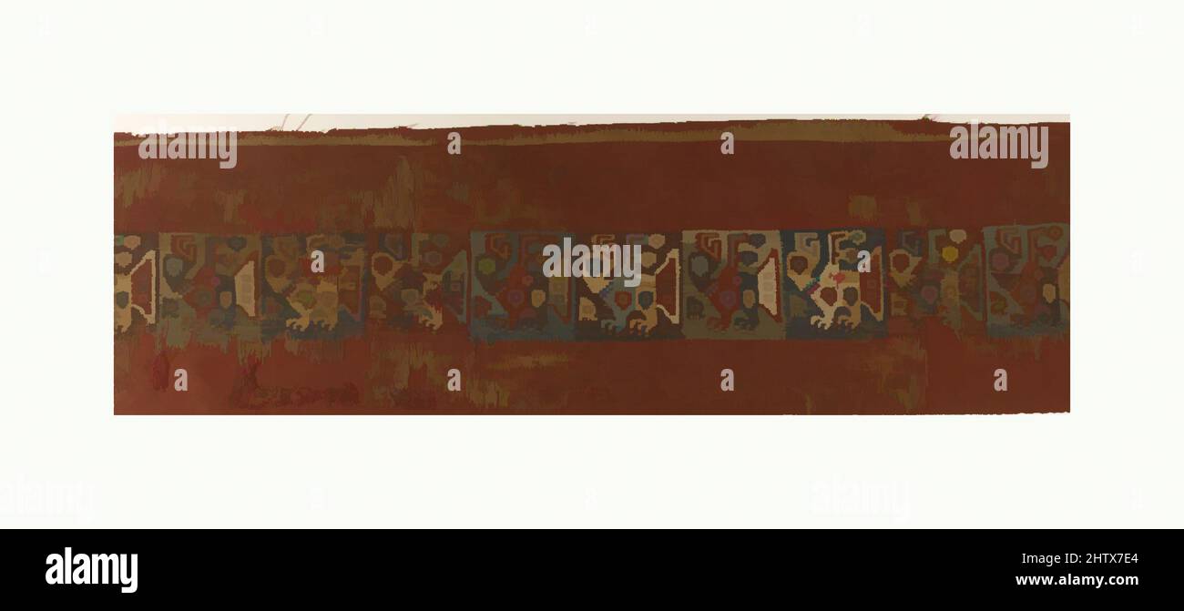 Kunst inspiriert von Band Fragment, 7.–10. Jahrhundert, Peru, Peru, Baumwolle, Kameliertes Haar, Höhe 7 Zoll, Textilien-gewobene, Klassische Werke, die von Artotop mit einem Schuss Modernität modernisiert wurden. Formen, Farbe und Wert, auffällige visuelle Wirkung auf Kunst. Emotionen durch Freiheit von Kunstwerken auf zeitgemäße Weise. Eine zeitlose Botschaft, die eine wild kreative neue Richtung verfolgt. Künstler, die sich dem digitalen Medium zuwenden und die Artotop NFT erschaffen Stockfoto
