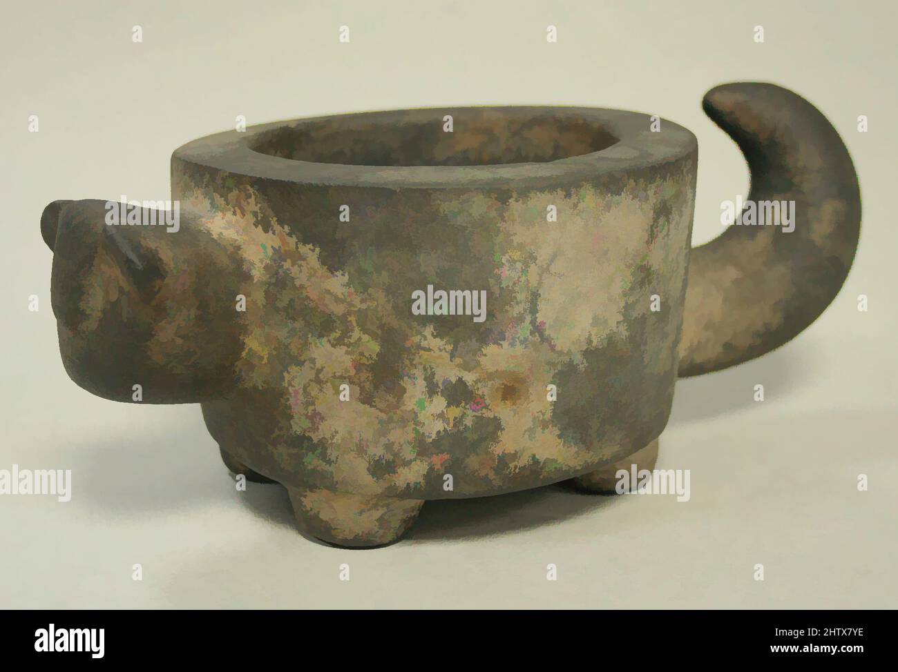 Kunst inspiriert von Feline Bowl, 14.–Anfang des 16.. Jahrhunderts, Peru, Inka, Stein, Höhe 3 in., Stone-Containers, Classic Works modernisiert von Artotop mit einem Schuss Modernität. Formen, Farbe und Wert, auffällige visuelle Wirkung auf Kunst. Emotionen durch Freiheit von Kunstwerken auf zeitgemäße Weise. Eine zeitlose Botschaft, die eine wild kreative neue Richtung verfolgt. Künstler, die sich dem digitalen Medium zuwenden und die Artotop NFT erschaffen Stockfoto