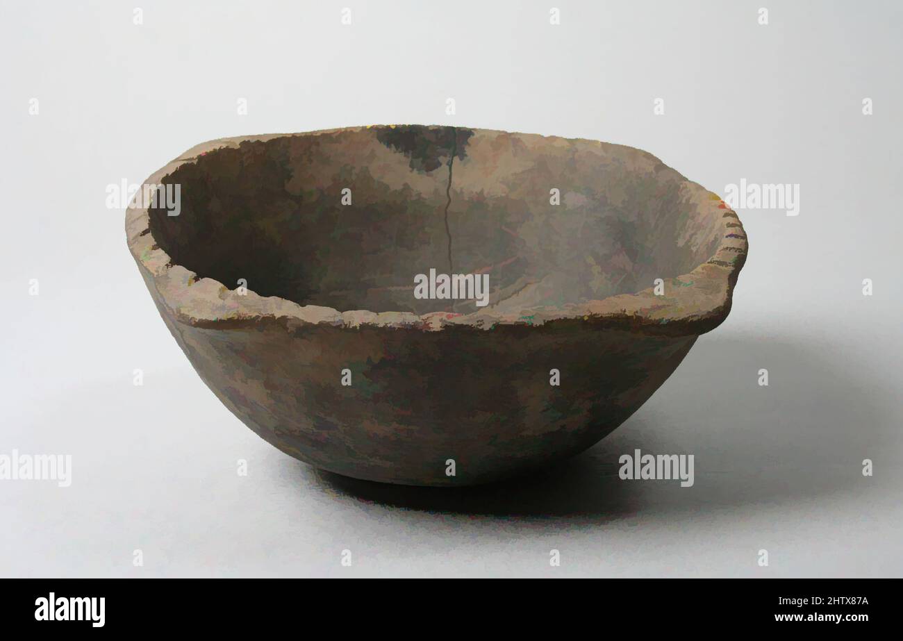 Kunst inspiriert von Bowl, 11.–14. Jahrhundert, USA, Missouri, Mississippi, Keramik, H. 2 1/2 x Durchm. 6 5/8 Zoll (6,4 x 16,9 cm), Keramik-Behälter, von Artotop modernisierte Classic Works mit einem Schuss Moderne. Formen, Farbe und Wert, auffällige visuelle Wirkung auf Kunst. Emotionen durch Freiheit von Kunstwerken auf zeitgemäße Weise. Eine zeitlose Botschaft, die eine wild kreative neue Richtung verfolgt. Künstler, die sich dem digitalen Medium zuwenden und die Artotop NFT erschaffen Stockfoto