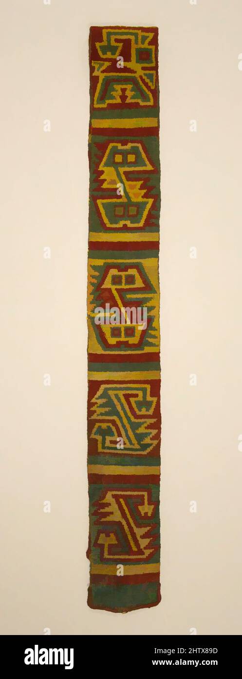 Kunst inspiriert von Belt, 1. Jahrhundert v. Chr.–A.D. 5. Century, Peru, Recuay, Kamelidfaser, H. 3-7/8 x L. 61 in., Textilien-gewobene, Klassische Werke, die von Artotop mit einem Schuss Moderne modernisiert wurden. Formen, Farbe und Wert, auffällige visuelle Wirkung auf Kunst. Emotionen durch Freiheit von Kunstwerken auf zeitgemäße Weise. Eine zeitlose Botschaft, die eine wild kreative neue Richtung verfolgt. Künstler, die sich dem digitalen Medium zuwenden und die Artotop NFT erschaffen Stockfoto