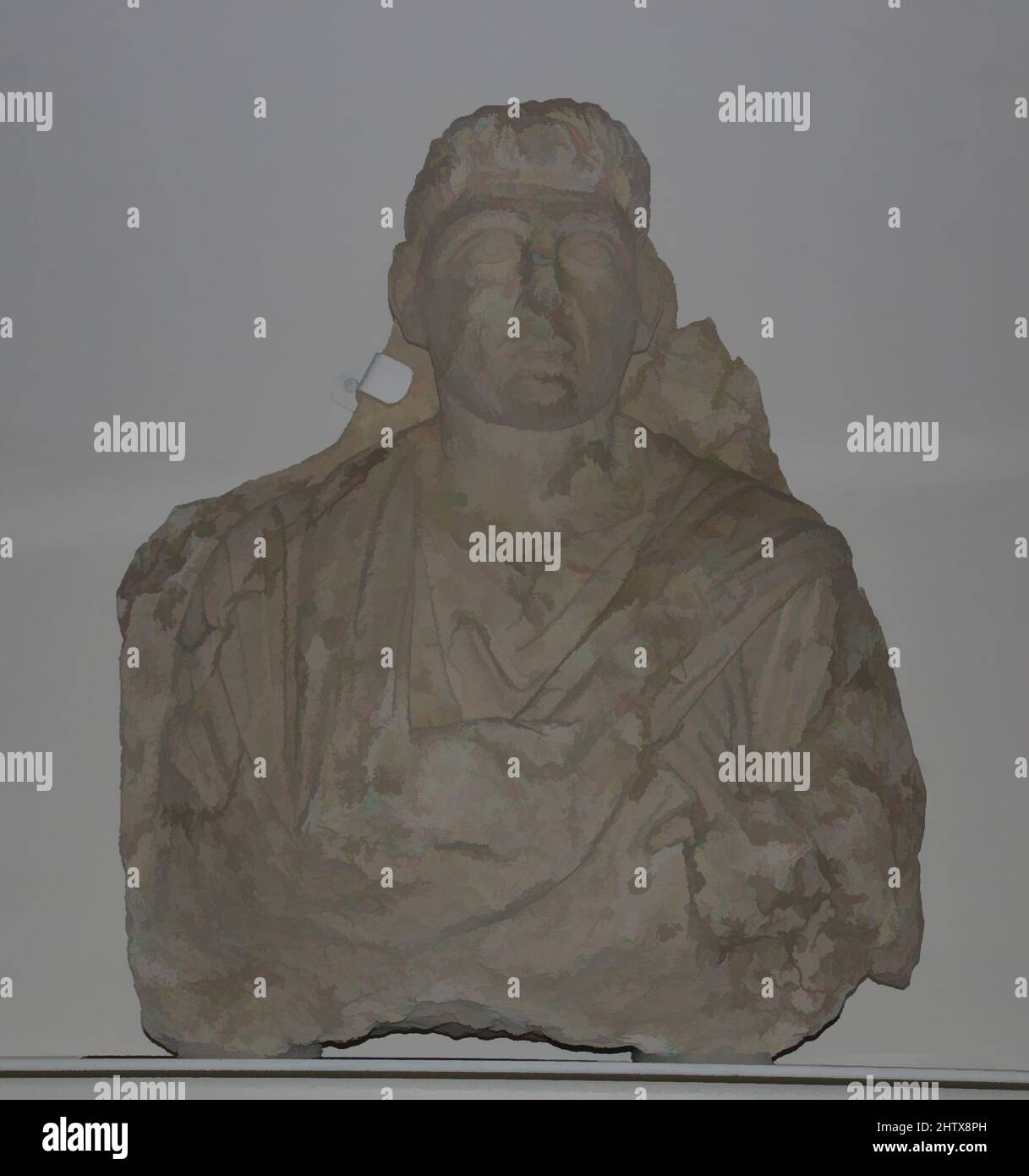 Kunst inspiriert von Grabrelief, ca. 200–273, Syrien, wahrscheinlich aus Palmyra, Kalkstein, 20 7/8 x 18 x 7 3/8 Zoll (53 x 45,7 x 18,7 cm), Steinskulptur, Dieses Relief ist eine Art Grabdenkmal, das charakteristisch für die wohlhabende Karawanenstadt Palmyra in den ersten drei Jahrhunderten A. ist.Klassische Werke, die von Artotop mit einem Schuss Moderne modernisiert wurden. Formen, Farbe und Wert, auffällige visuelle Wirkung auf Kunst. Emotionen durch Freiheit von Kunstwerken auf zeitgemäße Weise. Eine zeitlose Botschaft, die eine wild kreative neue Richtung verfolgt. Künstler, die sich dem digitalen Medium zuwenden und die Artotop NFT erschaffen Stockfoto