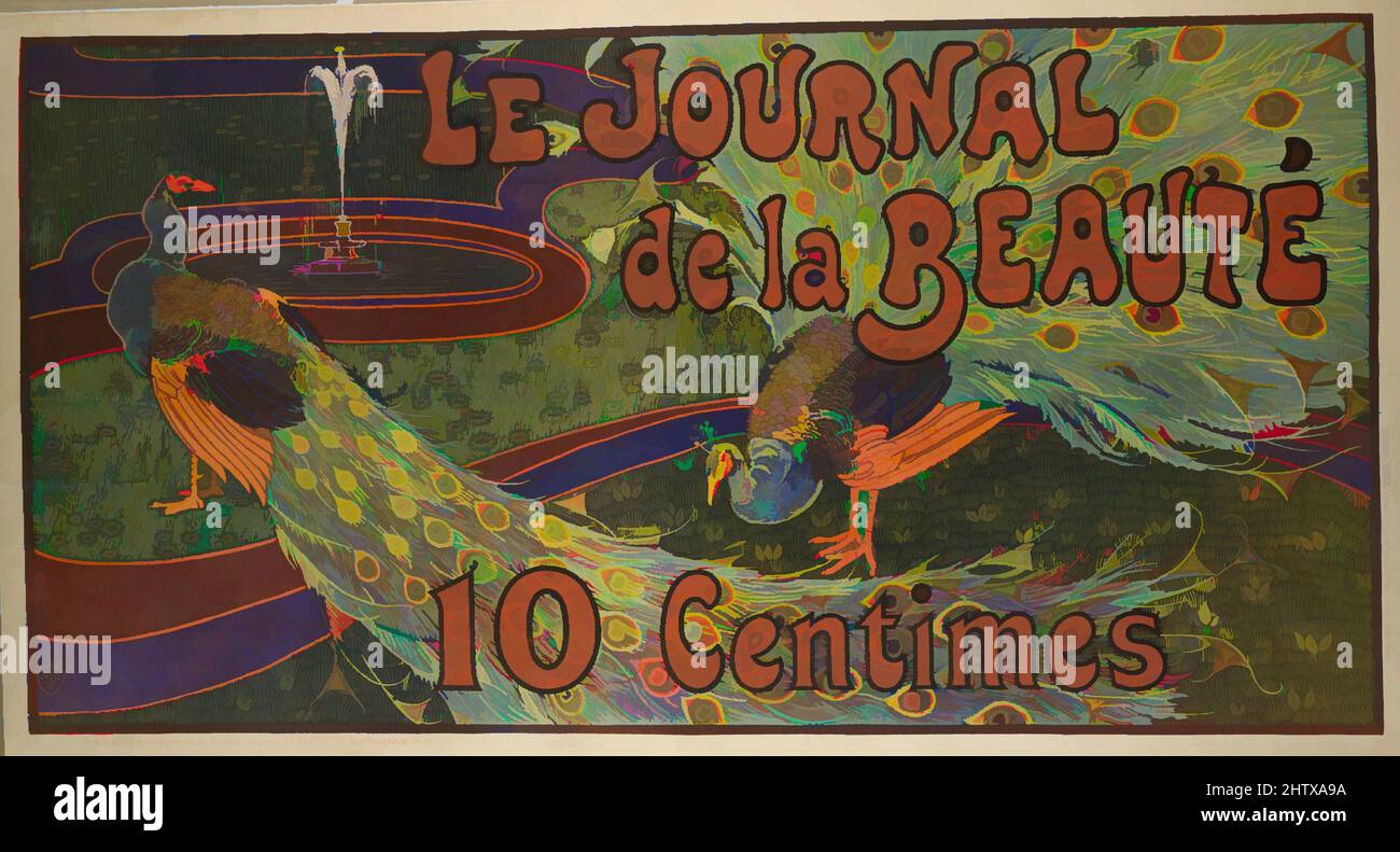 Art inspired by Le Journal de la Beauté, 1897, Lithograph, Blatt: 33 3/16 x 60 3/4in. (84,3 x 154,3cm), Drucke, Louis John Rhead (Amerikaner, geboren England, 1857–1926, Klassisches Werk, modernisiert von Artotop mit einem Schuss Moderne. Formen, Farbe und Wert, auffällige visuelle Wirkung auf Kunst. Emotionen durch Freiheit von Kunstwerken auf zeitgemäße Weise. Eine zeitlose Botschaft, die eine wild kreative neue Richtung verfolgt. Künstler, die sich dem digitalen Medium zuwenden und die Artotop NFT erschaffen Stockfoto