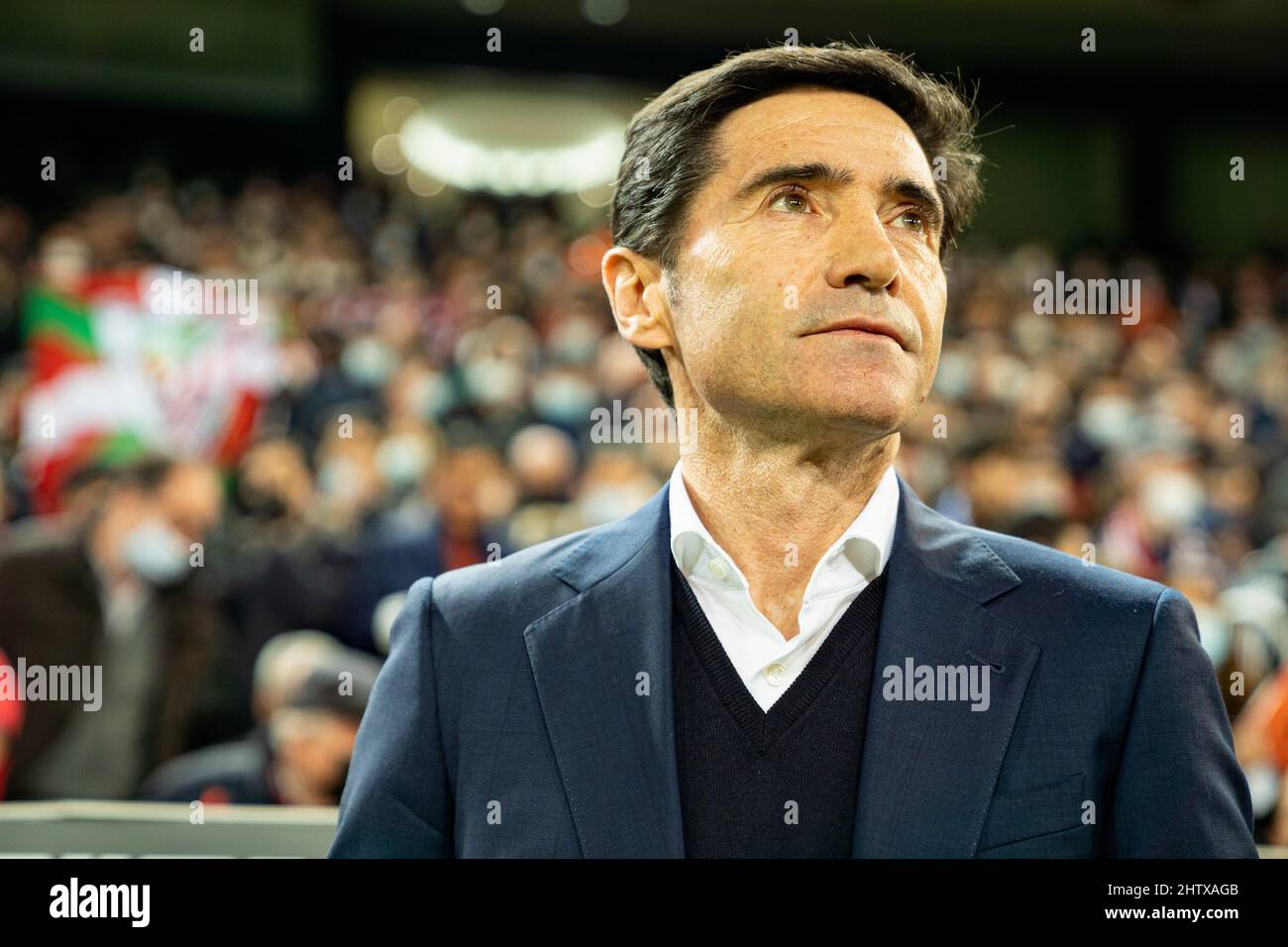 Valencia, Spanien. 02. März 2022. Marcelino Garcia Toral-Manager des Athletic Club Bilbao beim Halbfinale der Copa del Rey zwischen dem FC Valencia und dem Athletic Club Bilbao im Mestalla-Stadion. Endergebnis: Valencia CF 1:0 Athletic Club Bilbao. Kredit: SOPA Images Limited/Alamy Live Nachrichten Stockfoto