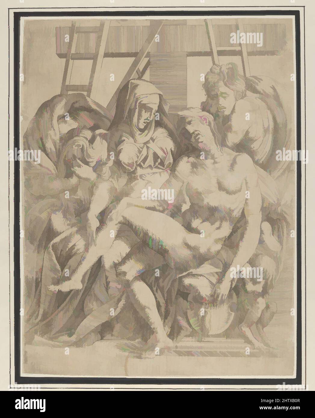 Art Inspired by Pieta, 1540–45, Radierung, Mat: 18 1/16 × 13 7/16 Zoll (45,8 × 34,2 cm), Drucke, Antonio Fantuzzi (Italienisch, aktives Frankreich, 1537–45), Nach Rosso Fiorentino (Italienisch, Florenz 1494–1540 Fontainebleau, Klassische Werke, die von Artotop mit einem Schuss Moderne modernisiert wurden. Formen, Farbe und Wert, auffällige visuelle Wirkung auf Kunst. Emotionen durch Freiheit von Kunstwerken auf zeitgemäße Weise. Eine zeitlose Botschaft, die eine wild kreative neue Richtung verfolgt. Künstler, die sich dem digitalen Medium zuwenden und die Artotop NFT erschaffen Stockfoto