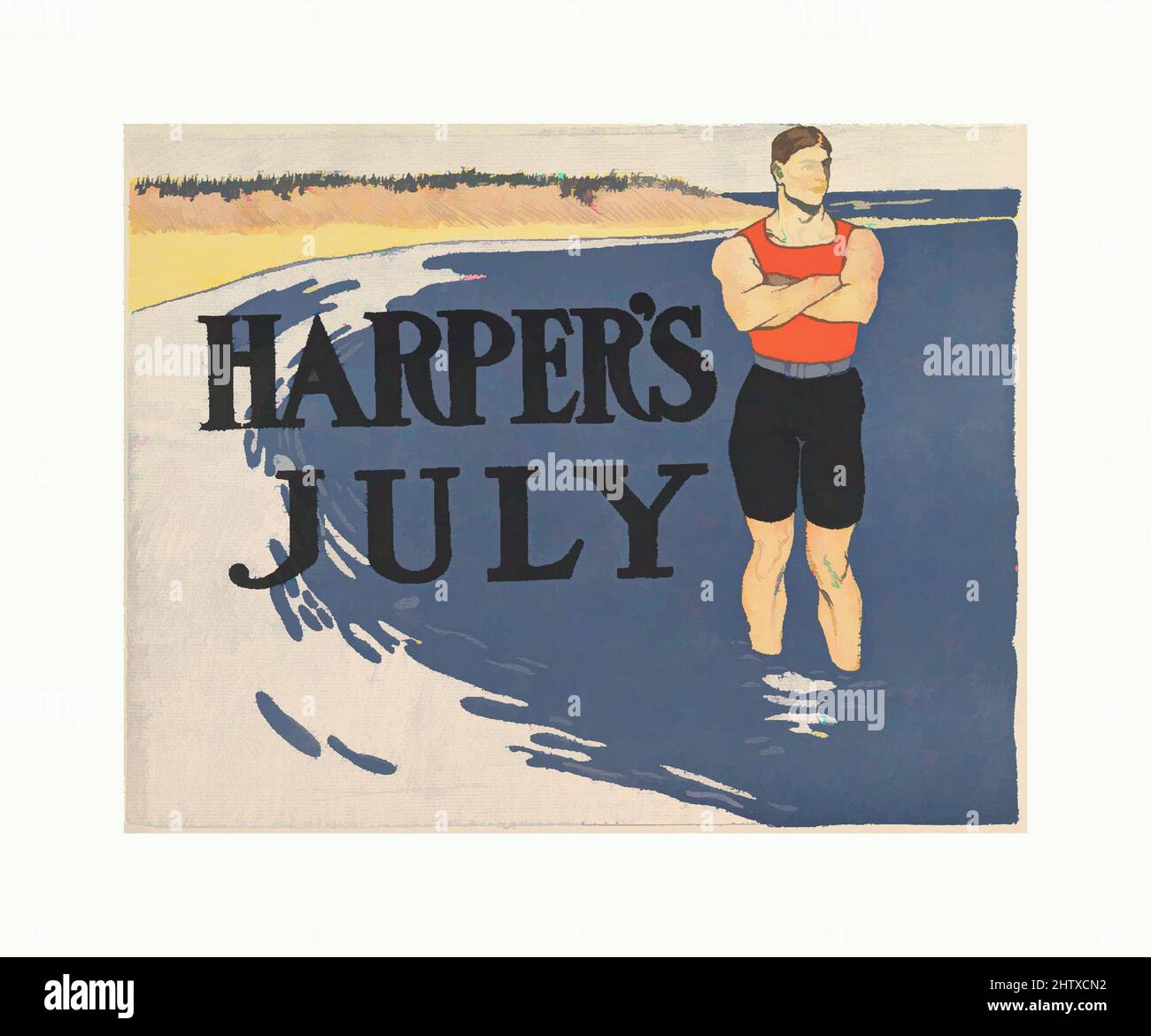 Art Inspired by Harper's: July, 1899, Lithograph, Blatt: 9 7/8 × 12 5/8 in. (25,1 × 32,1 cm), Edward Penfield (Amerikaner, Brooklyn, New York 1866–1925 Beacon, New York, Klassische Werke, die von Artotop mit einem Schuss Moderne modernisiert wurden. Formen, Farbe und Wert, auffällige visuelle Wirkung auf Kunst. Emotionen durch Freiheit von Kunstwerken auf zeitgemäße Weise. Eine zeitlose Botschaft, die eine wild kreative neue Richtung verfolgt. Künstler, die sich dem digitalen Medium zuwenden und die Artotop NFT erschaffen Stockfoto