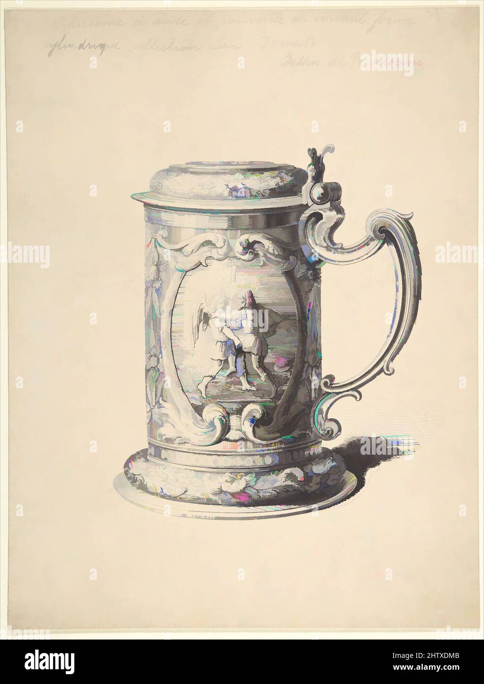 Art inspired by Tankard, 1879, Stift und Tinte, Blatt: 11 1/4 x 8 1/2 Zoll (28,6 x 21,6 cm), Zeichnungen, C. Prosdocimi (Italienisch, Klassische Werke, die von Artotop mit einem Schuss Moderne modernisiert wurden. Formen, Farbe und Wert, auffällige visuelle Wirkung auf Kunst. Emotionen durch Freiheit von Kunstwerken auf zeitgemäße Weise. Eine zeitlose Botschaft, die eine wild kreative neue Richtung verfolgt. Künstler, die sich dem digitalen Medium zuwenden und die Artotop NFT erschaffen Stockfoto