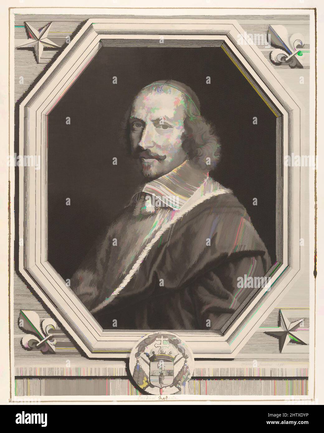 Art inspired by Cardinal Jules Mazarin, 1656, Gravur, Blatt: 13 1/16 × 10 1/16 in. (33,2 × 25,6 cm), Drucke, Robert Nanteuil (Französisch, Reims 1623–1678 Paris, Klassische Werke, die von Artotop mit einem Schuss Moderne modernisiert wurden. Formen, Farbe und Wert, auffällige visuelle Wirkung auf Kunst. Emotionen durch Freiheit von Kunstwerken auf zeitgemäße Weise. Eine zeitlose Botschaft, die eine wild kreative neue Richtung verfolgt. Künstler, die sich dem digitalen Medium zuwenden und die Artotop NFT erschaffen Stockfoto