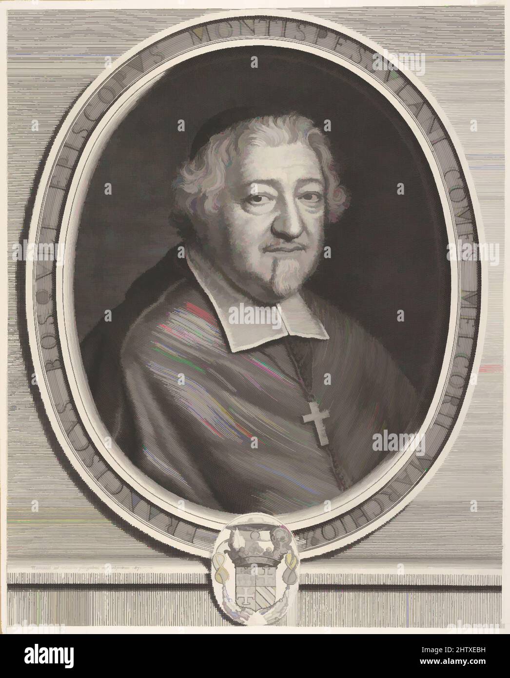 Art inspired by François Bosquet, 1671, Gravur, Blatt: 15 1/4 x 12 1/4 Zoll (38,8 x 31,1 cm), Drucke, Robert Nanteuil (Französisch, Reims 1623–1678 Paris, Klassische Werke, die von Artotop mit einem Schuss Moderne modernisiert wurden. Formen, Farbe und Wert, auffällige visuelle Wirkung auf Kunst. Emotionen durch Freiheit von Kunstwerken auf zeitgemäße Weise. Eine zeitlose Botschaft, die eine wild kreative neue Richtung verfolgt. Künstler, die sich dem digitalen Medium zuwenden und die Artotop NFT erschaffen Stockfoto