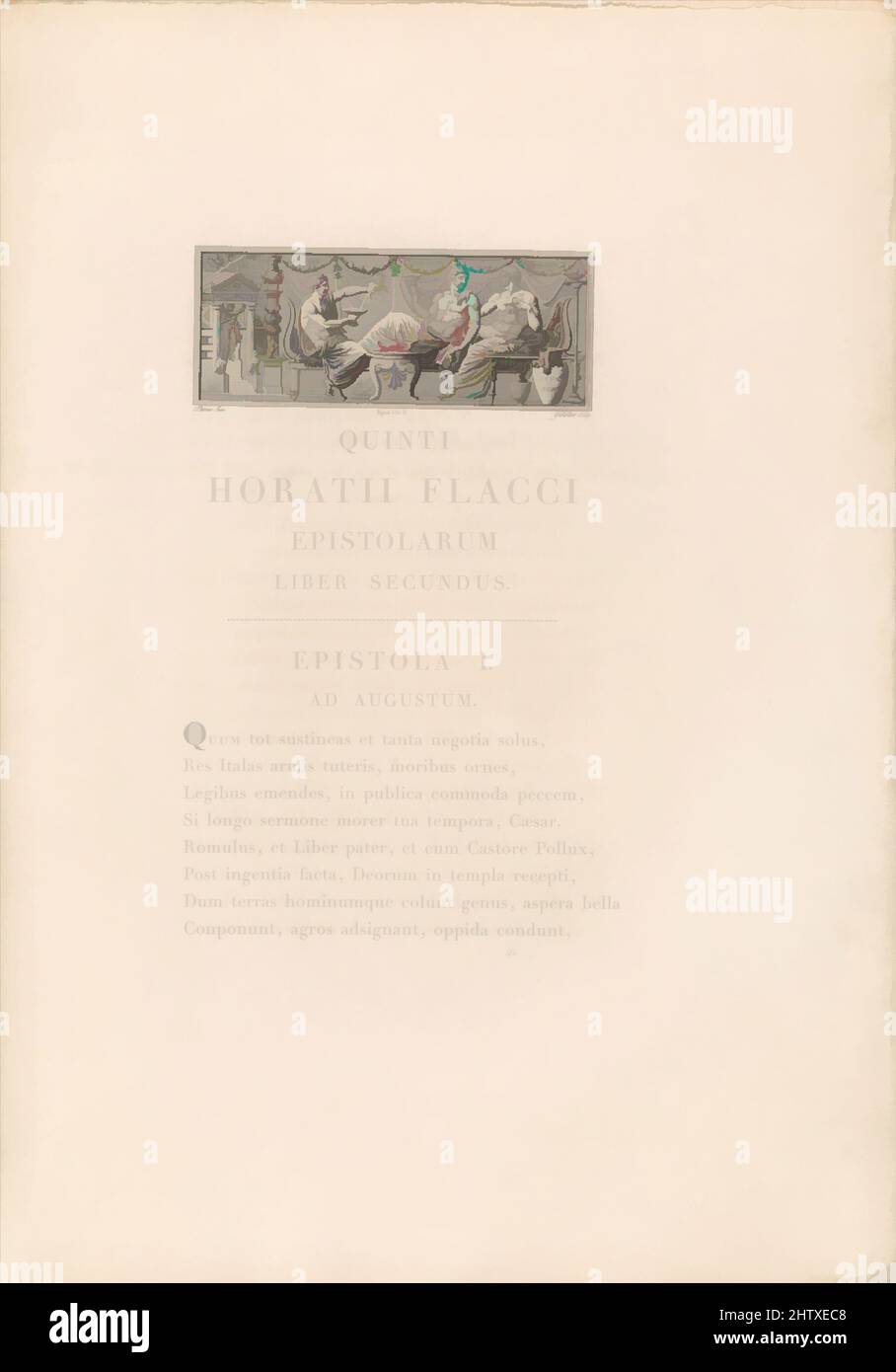 Art Inspired by Opera, 1799, gedrucktes Buch mit gravierten Kopfstückabbildungen, 20 1/2 × 14 15/16 × 2 3/16 Zoll (52 × 38 × 5,5 cm), Bücher, Dies ist das zweite Buch in Didots fünfteiliges Projekt, das als die "Louvre-Editionen" (1798–1816) bekannt ist. Zwischen den Werken von Virgil und den Werken gelegen, modernisierte Classic Works von Artotop mit einem Schuss Moderne. Formen, Farbe und Wert, auffällige visuelle Wirkung auf Kunst. Emotionen durch Freiheit von Kunstwerken auf zeitgemäße Weise. Eine zeitlose Botschaft, die eine wild kreative neue Richtung verfolgt. Künstler, die sich dem digitalen Medium zuwenden und die Artotop NFT erschaffen Stockfoto