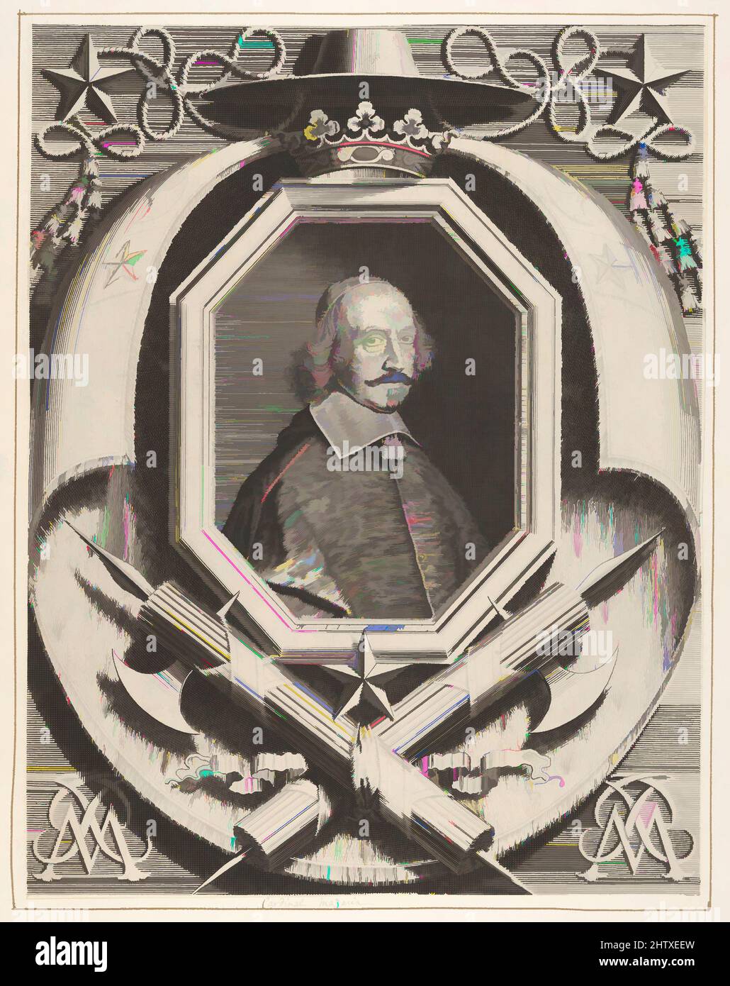 Art inspired by Le Cardinal Jules Mazarin, 1659, Engraving; First State of Two (Petitjean & Wickert), Sheet: 13 9/16 × 10 9/16 in. (34,5 × 26,8 cm), Drucke, Robert Nanteuil (Französisch, Reims 1623–1678 Paris, Klassische Werke, die von Artotop mit einem Schuss Moderne modernisiert wurden. Formen, Farbe und Wert, auffällige visuelle Wirkung auf Kunst. Emotionen durch Freiheit von Kunstwerken auf zeitgemäße Weise. Eine zeitlose Botschaft, die eine wild kreative neue Richtung verfolgt. Künstler, die sich dem digitalen Medium zuwenden und die Artotop NFT erschaffen Stockfoto