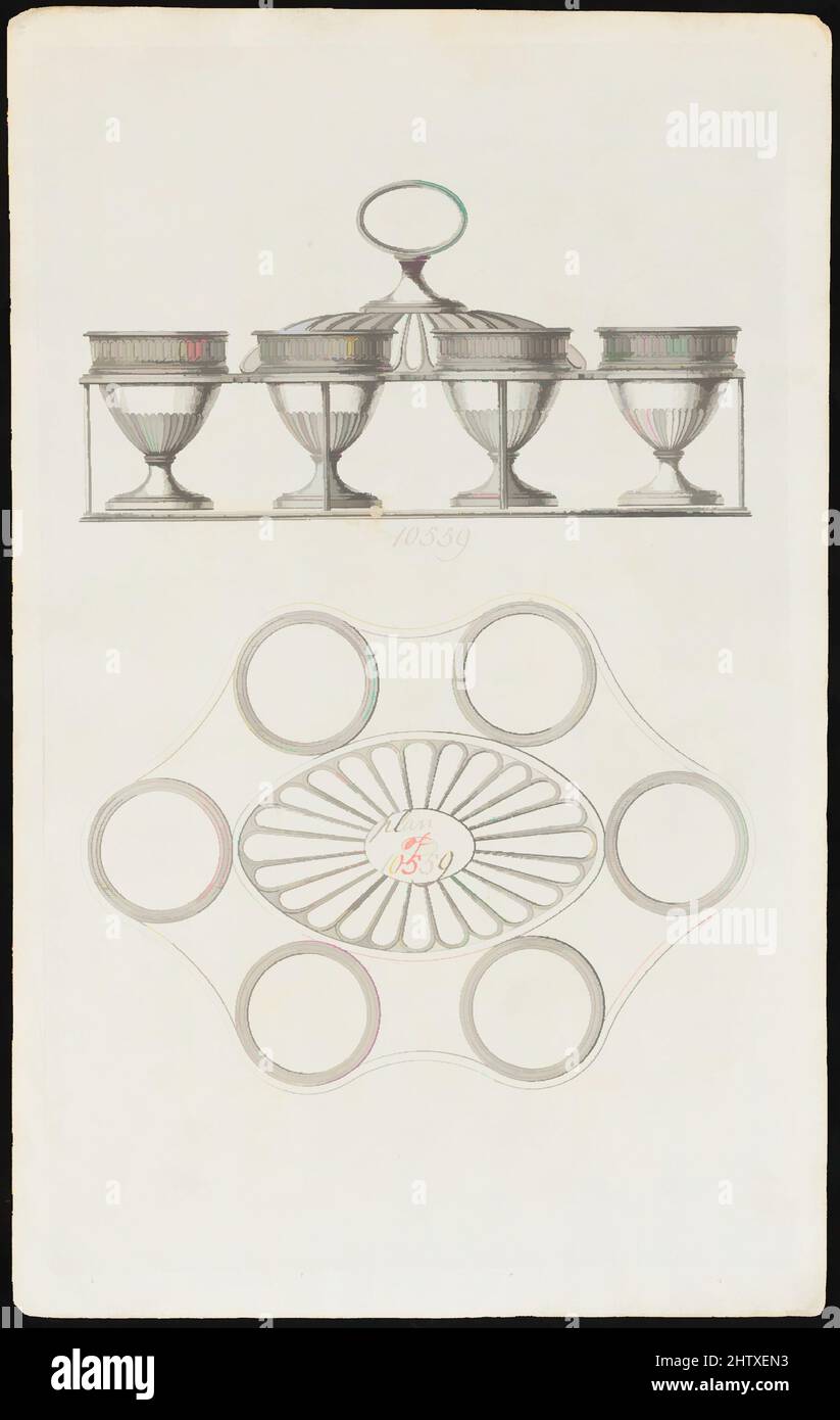 Kunst inspiriert von Egg Caddy, ca. 1790, Radierung, Blatt: 16 5/16 x 10 3/16 Zoll (41,5 x 25,8 cm), Drucke, Matthew Boulton (British, Birmingham 1728–1809 Birmingham, Klassische Werke, die von Artotop mit einem Schuss Moderne modernisiert wurden. Formen, Farbe und Wert, auffällige visuelle Wirkung auf Kunst. Emotionen durch Freiheit von Kunstwerken auf zeitgemäße Weise. Eine zeitlose Botschaft, die eine wild kreative neue Richtung verfolgt. Künstler, die sich dem digitalen Medium zuwenden und die Artotop NFT erschaffen Stockfoto