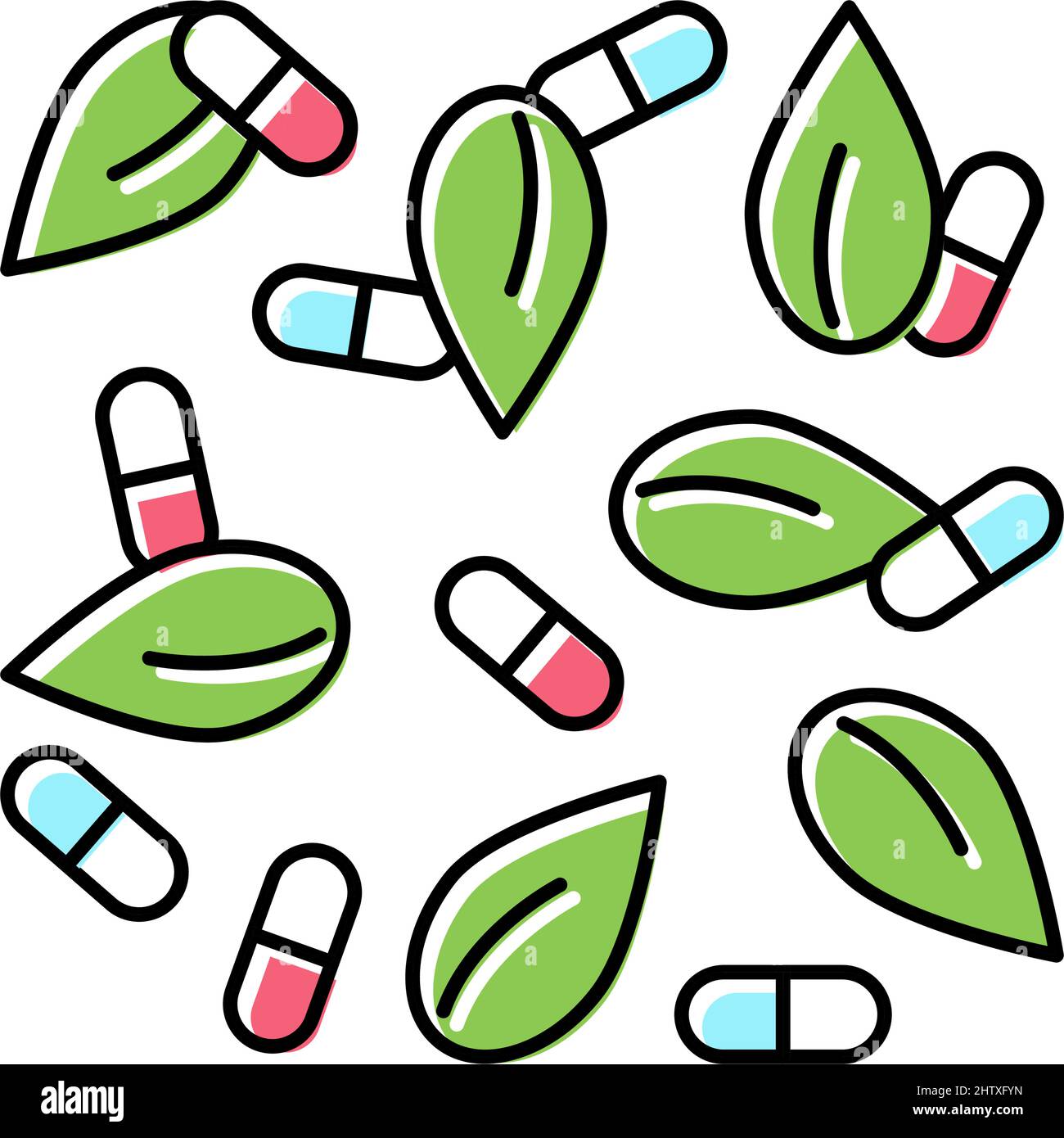 Natürliche Medikamente Phytotherapie Farbe Symbol Vektor Illustration Stock Vektor