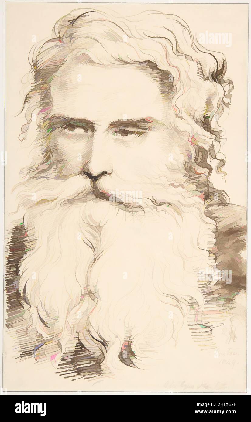 Art Inspired by Head of a Bearded Old man, 1849, Pen and Brown ink and wash, Blatt: 8 11/16 x 5 1/4 Zoll (22 x 13,3 cm), Zeichnungen, Sir George Hayter (British, London 1792–1871 London, Klassische Werke, die von Artotop mit einem Schuss Moderne modernisiert wurden. Formen, Farbe und Wert, auffällige visuelle Wirkung auf Kunst. Emotionen durch Freiheit von Kunstwerken auf zeitgemäße Weise. Eine zeitlose Botschaft, die eine wild kreative neue Richtung verfolgt. Künstler, die sich dem digitalen Medium zuwenden und die Artotop NFT erschaffen Stockfoto