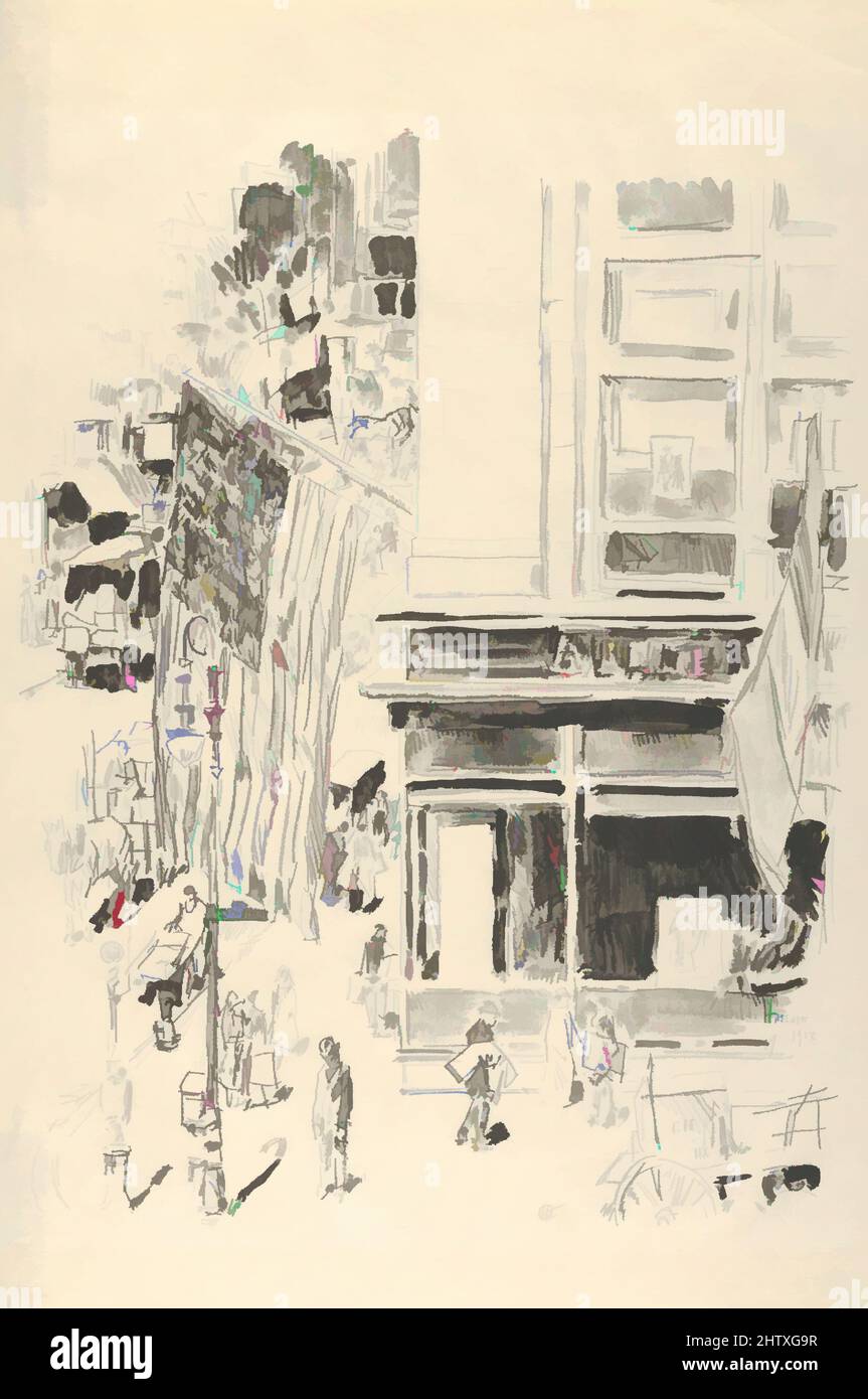 Kunst inspiriert von Lafayette Street, 1918, Lithograph und Lithotint; aus einer Auflage von 59 Exemplaren, Bild: 14 3/8 x 11 Zoll (36,5 x 27,9 cm), Drucke, Childe Hassam (amerikanisch, Dorchester, Massachusetts 1859–1935 East Hampton, New York, Klassisches Werk, das von Artotop mit einem Schuss Moderne modernisiert wurde. Formen, Farbe und Wert, auffällige visuelle Wirkung auf Kunst. Emotionen durch Freiheit von Kunstwerken auf zeitgemäße Weise. Eine zeitlose Botschaft, die eine wild kreative neue Richtung verfolgt. Künstler, die sich dem digitalen Medium zuwenden und die Artotop NFT erschaffen Stockfoto