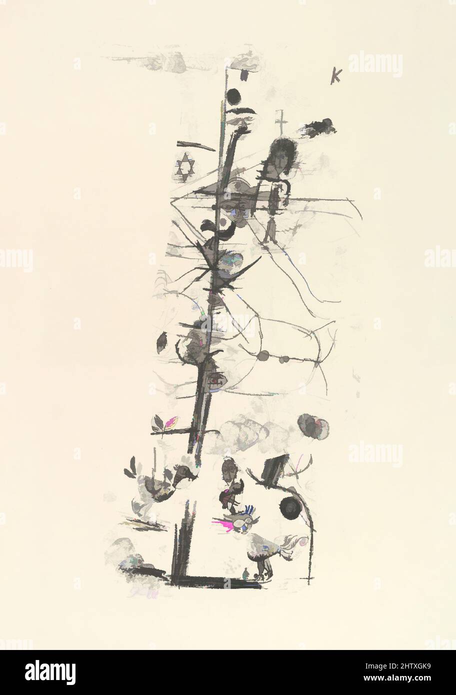 Art Inspired by Bird Comedy (Vogelkomödie), 1918, Lithograph, Blatt: 19 15/16 x 14 5/16 Zoll (50,6 x 36,4 cm), Druckgrafiken, Paul Klee (geboren in der Schweiz), Münchenbuchsee 1879–1940 Muralto-Locarno, Klassische Werke, die von Artotop mit einem Schuss Moderne modernisiert wurden. Formen, Farbe und Wert, auffällige visuelle Wirkung auf Kunst. Emotionen durch Freiheit von Kunstwerken auf zeitgemäße Weise. Eine zeitlose Botschaft, die eine wild kreative neue Richtung verfolgt. Künstler, die sich dem digitalen Medium zuwenden und die Artotop NFT erschaffen Stockfoto