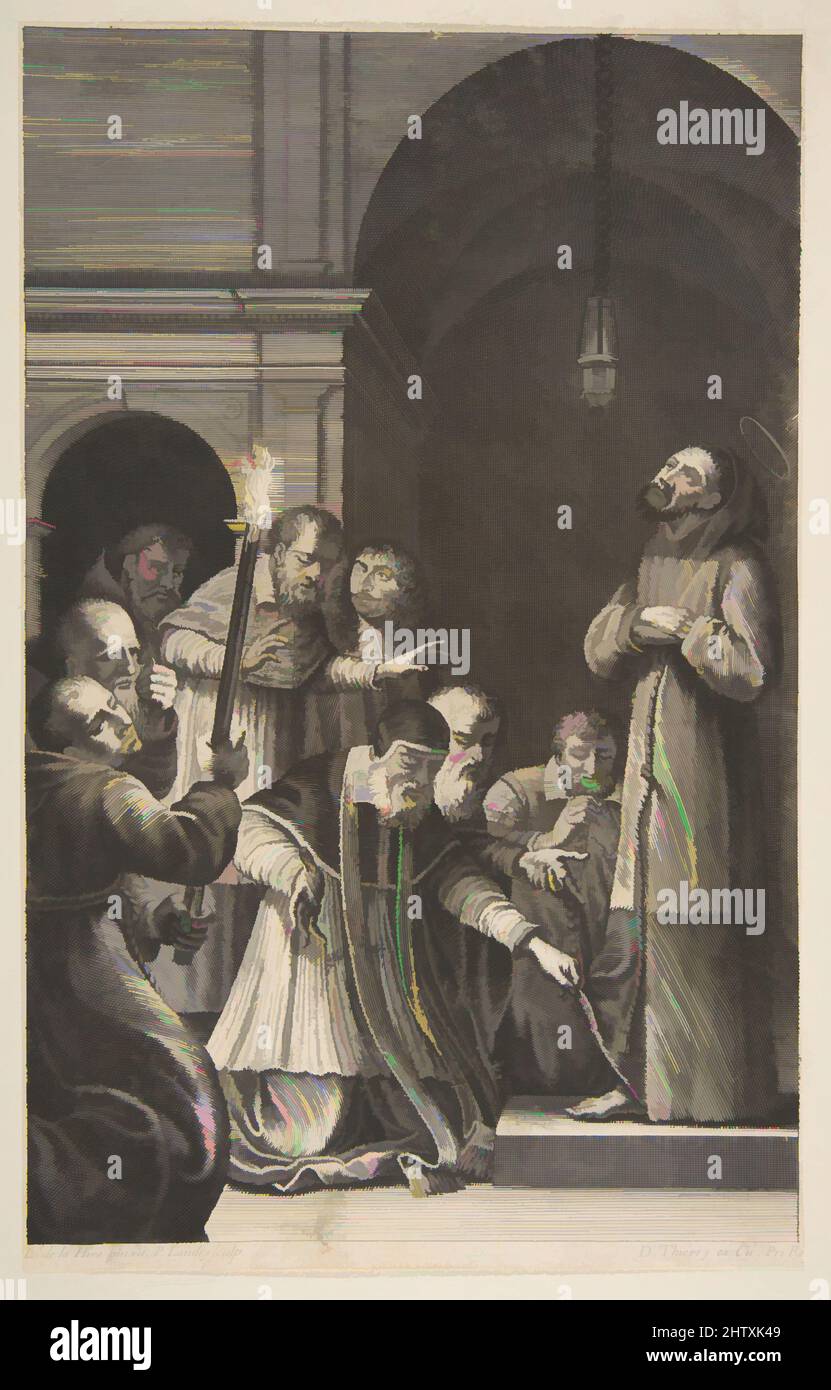 Kunst inspiriert von St. Francis (?), n.d., Gravur, Blatt: 12 3/16 x 7 11/16 Zoll (31 x 19,5 cm), Drucke, Pierre Landry (französisch, 1630?–1701), After Laurent de La Hyre (französisch, Paris 1606–1656 Paris, Klassische Werke, die von Artotop mit einem Schuss Moderne modernisiert wurden. Formen, Farbe und Wert, auffällige visuelle Wirkung auf Kunst. Emotionen durch Freiheit von Kunstwerken auf zeitgemäße Weise. Eine zeitlose Botschaft, die eine wild kreative neue Richtung verfolgt. Künstler, die sich dem digitalen Medium zuwenden und die Artotop NFT erschaffen Stockfoto