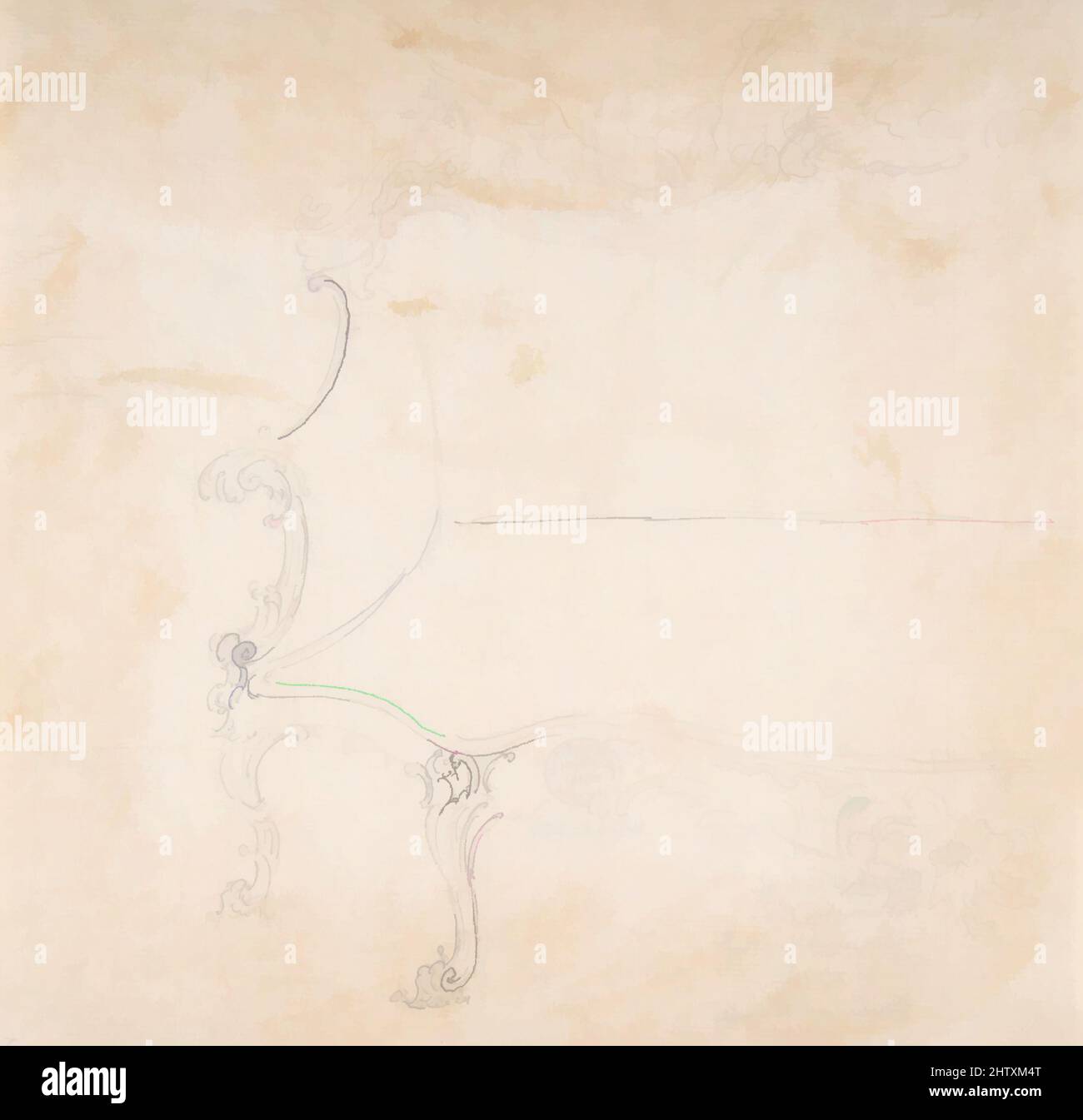 Art Inspired by Design für Sofa, 18. Century, Graphite und Stift und schwarze Tinte, Blatt: 7 x 7 1/4 Zoll (17,8 x 18,4 cm), Zeichnungen, Anonym, deutsch, 18. Jahrhundert, Klassische Werke, die von Artotop mit einem Hauch von Moderne modernisiert wurden. Formen, Farbe und Wert, auffällige visuelle Wirkung auf Kunst. Emotionen durch Freiheit von Kunstwerken auf zeitgemäße Weise. Eine zeitlose Botschaft, die eine wild kreative neue Richtung verfolgt. Künstler, die sich dem digitalen Medium zuwenden und die Artotop NFT erschaffen Stockfoto