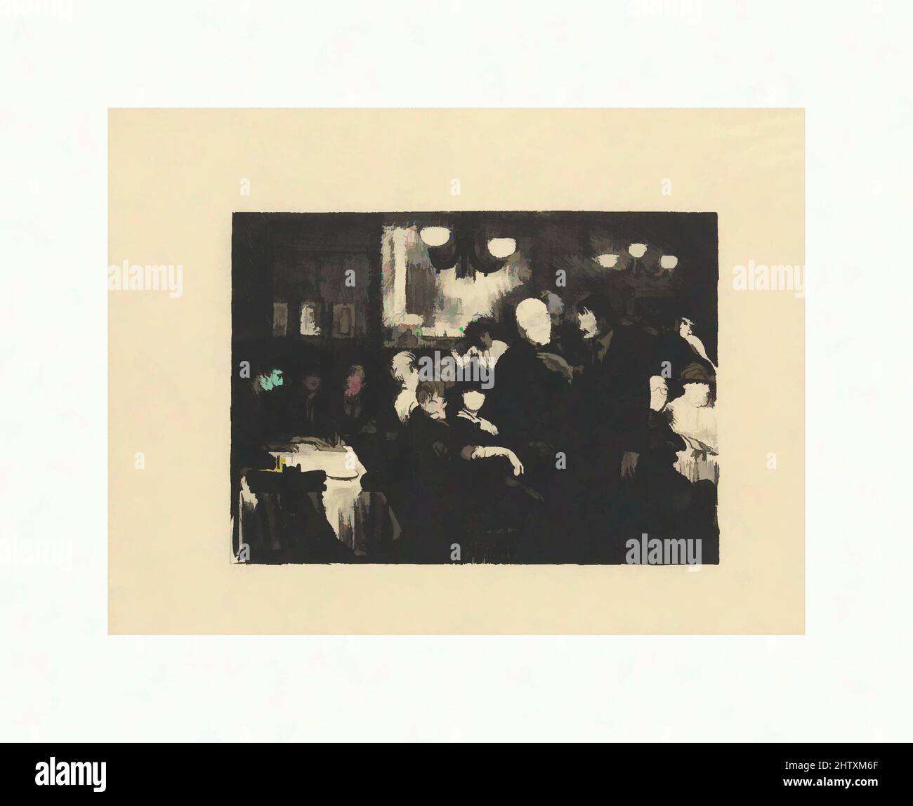 Art Inspired by Artists' Evening, 1916, Lithograph, Bild: 8 7/8 x 12 1/8 Zoll (22,5 x 30,8 cm), Drucke, George Bellows (Amerikaner, Columbus, Ohio 1882–1925 New York, Klassisches Werk, modernisiert von Artotop mit einem Schuss Moderne. Formen, Farbe und Wert, auffällige visuelle Wirkung auf Kunst. Emotionen durch Freiheit von Kunstwerken auf zeitgemäße Weise. Eine zeitlose Botschaft, die eine wild kreative neue Richtung verfolgt. Künstler, die sich dem digitalen Medium zuwenden und die Artotop NFT erschaffen Stockfoto