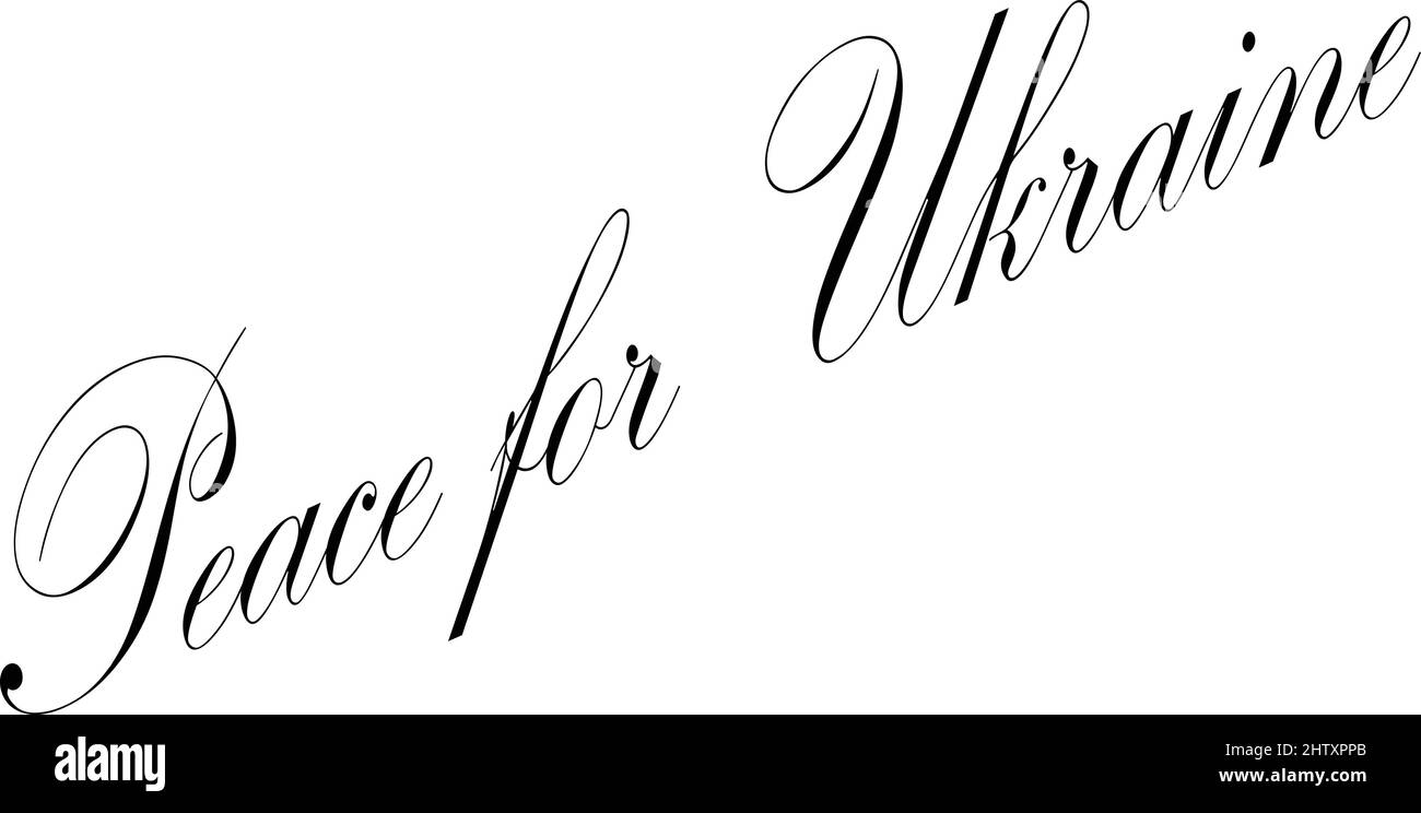 Frieden für die Ukraine Text Zeichen Illustration auf weißem Hintergrund Stock Vektor