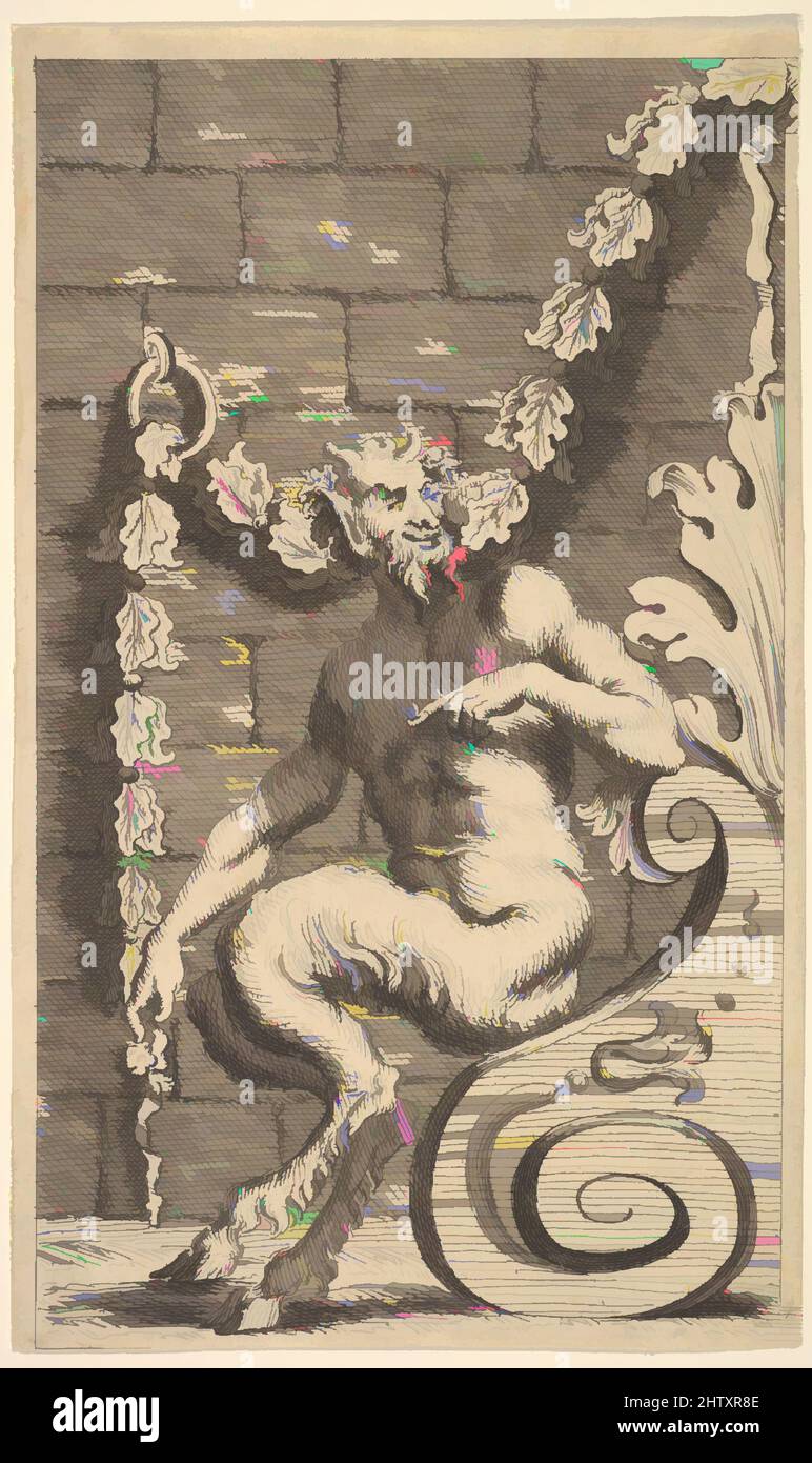 Kunst inspiriert von sitzenden Satyrs, nach 1732, Radierung und Gravur, Blatt: 9 3/4 x 5 13/16 Zoll (24,7 x 14,8 cm), Drucke, G. King (britisch, aktiv 1732–49, Klassische Werke, die von Artotop mit einem Schuss Moderne modernisiert wurden. Formen, Farbe und Wert, auffällige visuelle Wirkung auf Kunst. Emotionen durch Freiheit von Kunstwerken auf zeitgemäße Weise. Eine zeitlose Botschaft, die eine wild kreative neue Richtung verfolgt. Künstler, die sich dem digitalen Medium zuwenden und die Artotop NFT erschaffen Stockfoto