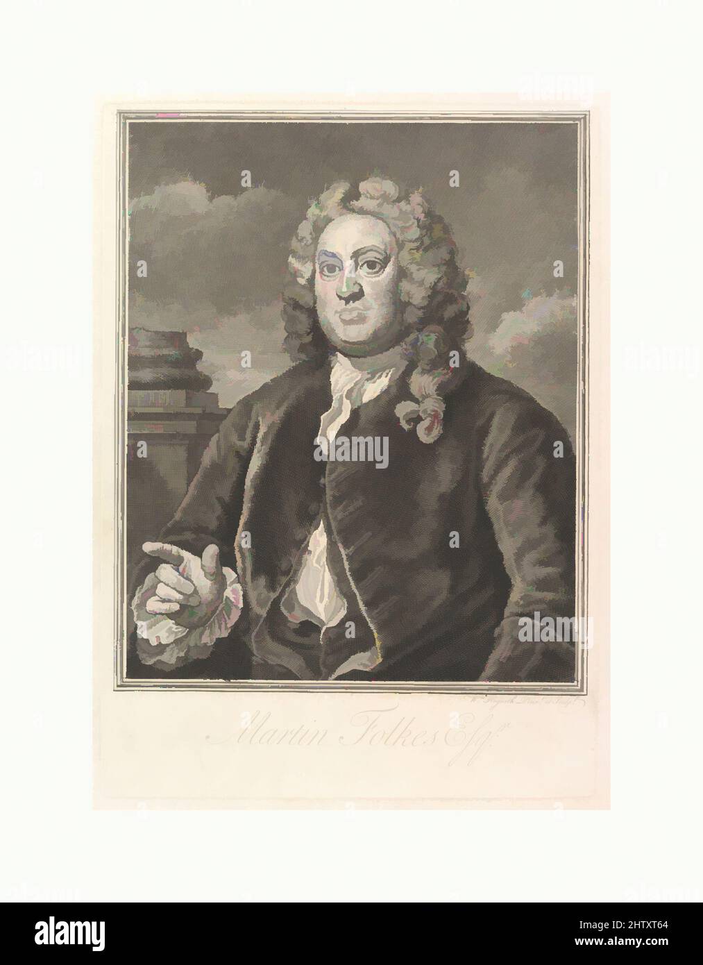 Art inspired by Martin Folkes, 1742, Radierung und Gravur; vierter Zustand von vier, Platte: 13 1/16 x 9 3/8 Zoll (33,2 x 23,8 cm), Drucke, William Hogarth (British, London 1697–1764 London, Klassische Werke, die von Artotop mit einem Schuss Moderne modernisiert wurden. Formen, Farbe und Wert, auffällige visuelle Wirkung auf Kunst. Emotionen durch Freiheit von Kunstwerken auf zeitgemäße Weise. Eine zeitlose Botschaft, die eine wild kreative neue Richtung verfolgt. Künstler, die sich dem digitalen Medium zuwenden und die Artotop NFT erschaffen Stockfoto