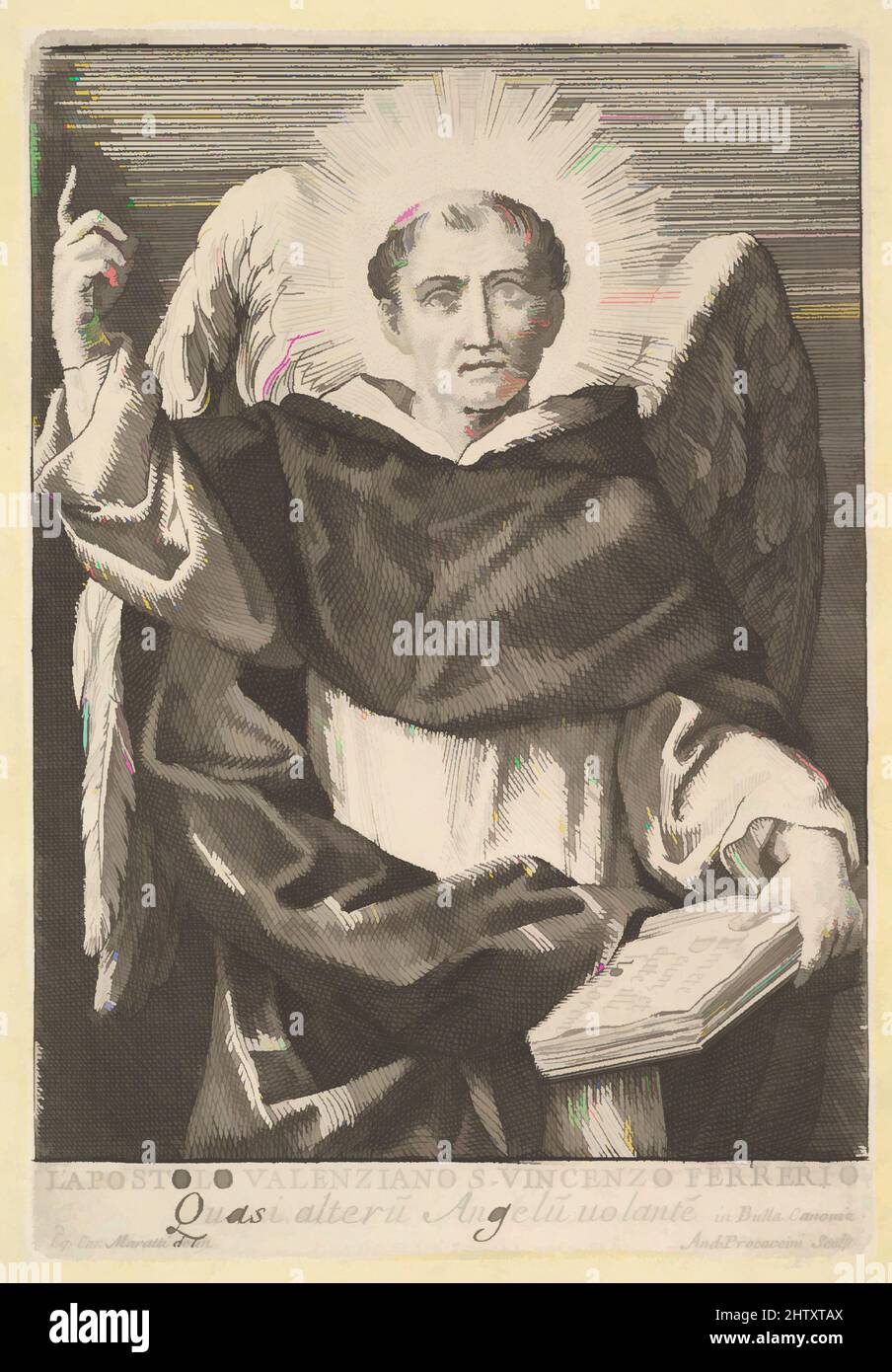 Kunst inspiriert von St. Vincent Ferrer, Radierung, Blatt: 8 1/4 x 5 13/16 Zoll (21 x 14,8 cm), Drucke, Andrea Procaccini (Italienisch, Rom 1671–1734 La Granja de San Ildefonso), After Carlo Maratti (Italienisch, Camerano 1625–1713 Rom, Klassische Werke, die von Artotop mit einem Schuss Moderne modernisiert wurden. Formen, Farbe und Wert, auffällige visuelle Wirkung auf Kunst. Emotionen durch Freiheit von Kunstwerken auf zeitgemäße Weise. Eine zeitlose Botschaft, die eine wild kreative neue Richtung verfolgt. Künstler, die sich dem digitalen Medium zuwenden und die Artotop NFT erschaffen Stockfoto