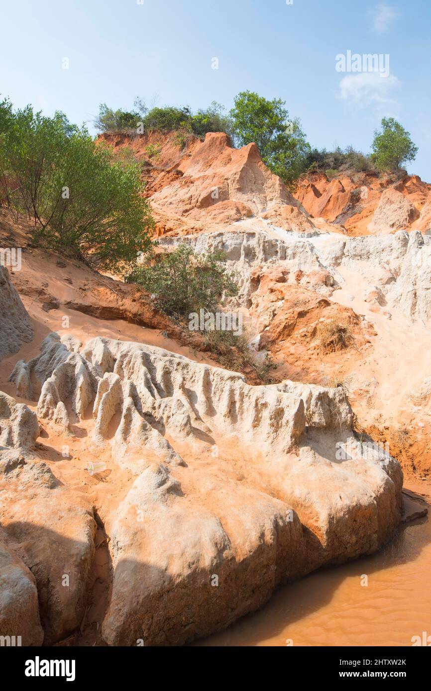 Fairy Stream, Sandsteinformation, Mui Ne, Vietnam Stockfoto