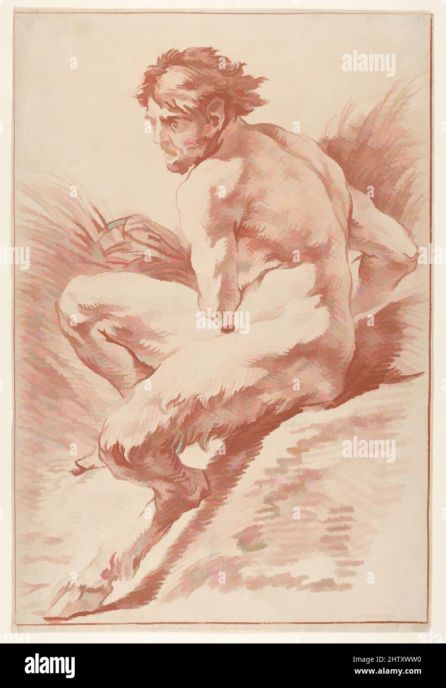 Von Satyr inspirierte Kunst, Crayon-Manner Gravur mit roter Tinte, Blatt: 16 3/8 x 11 1/16 Zoll (41,6 x 28,1 cm), Drucke, Gilles Demarteau (französisch, Liège 1722–1776 Paris), After François Boucher (französisch, Paris 1703–1770 Paris, Klassische Werke, die von Artotop mit einem Schuss Moderne modernisiert wurden. Formen, Farbe und Wert, auffällige visuelle Wirkung auf Kunst. Emotionen durch Freiheit von Kunstwerken auf zeitgemäße Weise. Eine zeitlose Botschaft, die eine wild kreative neue Richtung verfolgt. Künstler, die sich dem digitalen Medium zuwenden und die Artotop NFT erschaffen Stockfoto