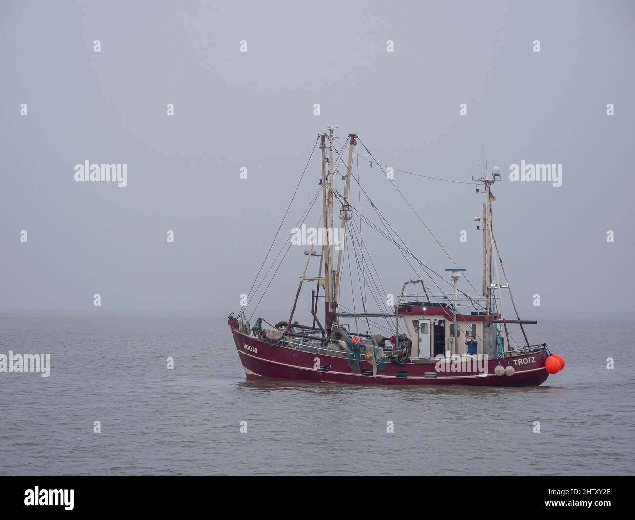 Krabbenschneider am Morgen auf der Nordsee vor Spiekeroog, Neuharlingersiel, Essens, Wittmund, Niedersachsen, Deutschland Stockfoto