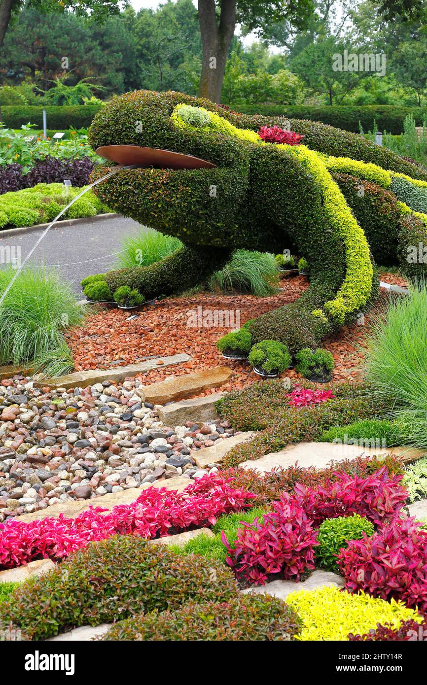 Eidechse, Pflanzenskulptur, Botanischer Garten, Montreal, Provinz Quebec, Kanada Stockfoto