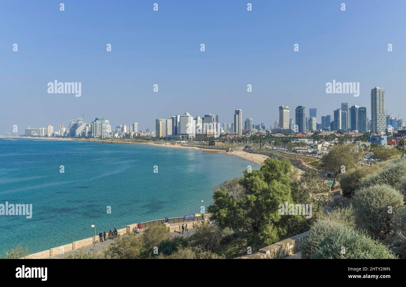 Strand, Skyline, Wolkenkratzer, Tel Aviv, Israel Stockfoto