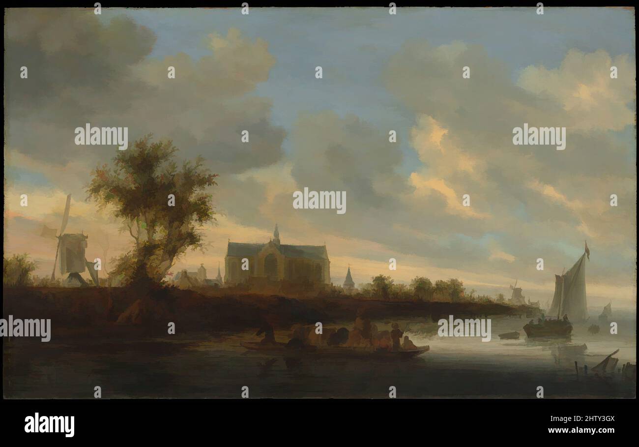 Kunst inspiriert von Blick auf die Stadt Alkmaar, Öl auf Holz, 20 1/4 x 33 Zoll (51,4 x 83,8 cm), Gemälde, Salomon van Ruysdael (Holländer, Naarden, geb. 1600–1603, gestorben 1670 Haarlem, Klassische Werke von Artotop mit einem Schuss Moderne modernisiert. Formen, Farbe und Wert, auffällige visuelle Wirkung auf Kunst. Emotionen durch Freiheit von Kunstwerken auf zeitgemäße Weise. Eine zeitlose Botschaft, die eine wild kreative neue Richtung verfolgt. Künstler, die sich dem digitalen Medium zuwenden und die Artotop NFT erschaffen Stockfoto