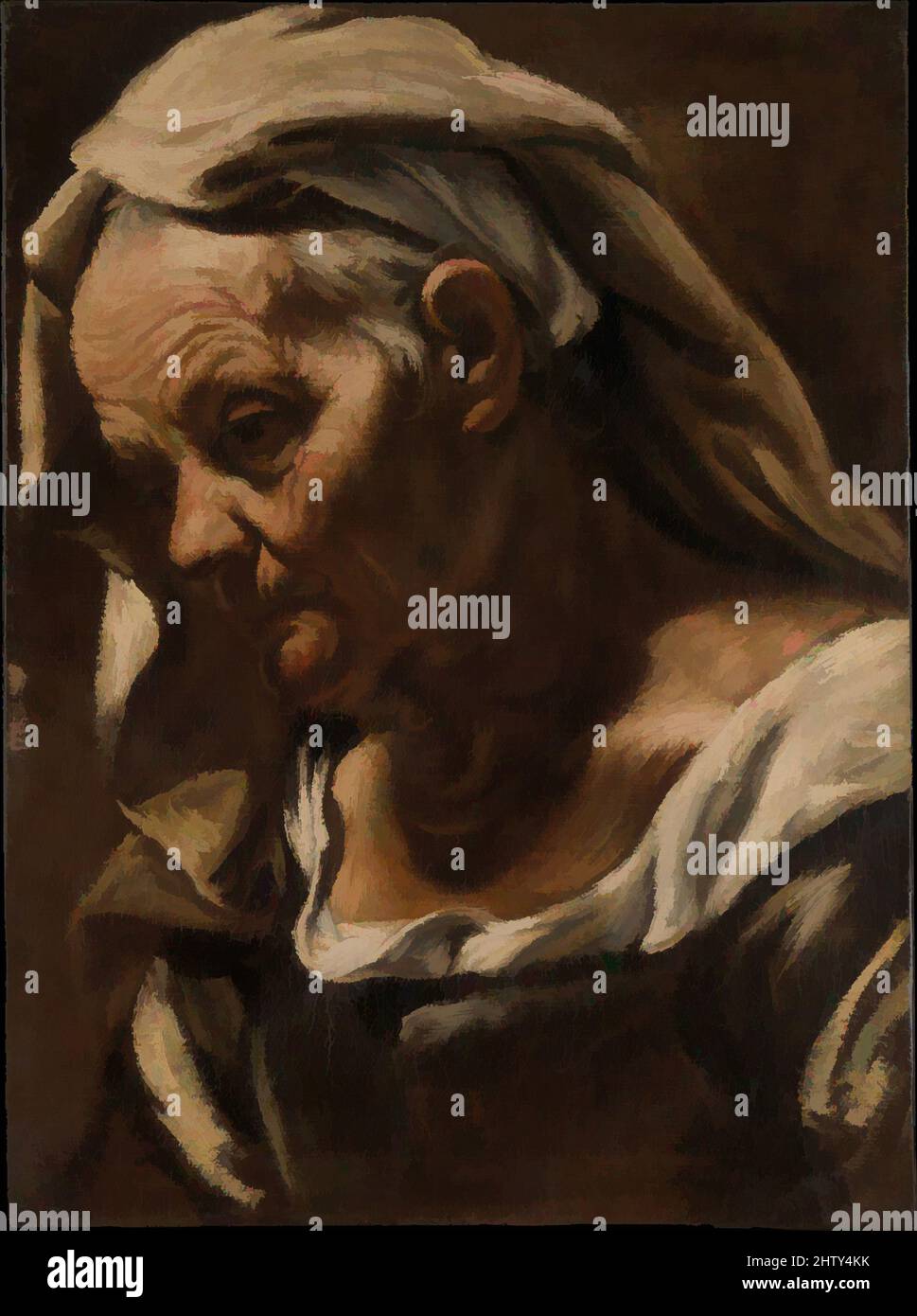 Kunst inspiriert von Kopf einer alten Frau, nach 1610, Öl auf Leinwand, 20 7/8 x 15 3/8 Zoll (53 x 39 cm), Gemälde, Orazio Borgianni (Italienisch, Rom 1578–1616 Rom), zu den modernsten anmutenden Bildern des siebzehnten und achtzehnten Jahrhunderts gehören informelle Studien von Köpfen, in denen die, Klassische Werke von Artotop mit einem Schuss Moderne modernisiert. Formen, Farbe und Wert, auffällige visuelle Wirkung auf Kunst. Emotionen durch Freiheit von Kunstwerken auf zeitgemäße Weise. Eine zeitlose Botschaft, die eine wild kreative neue Richtung verfolgt. Künstler, die sich dem digitalen Medium zuwenden und die Artotop NFT erschaffen Stockfoto