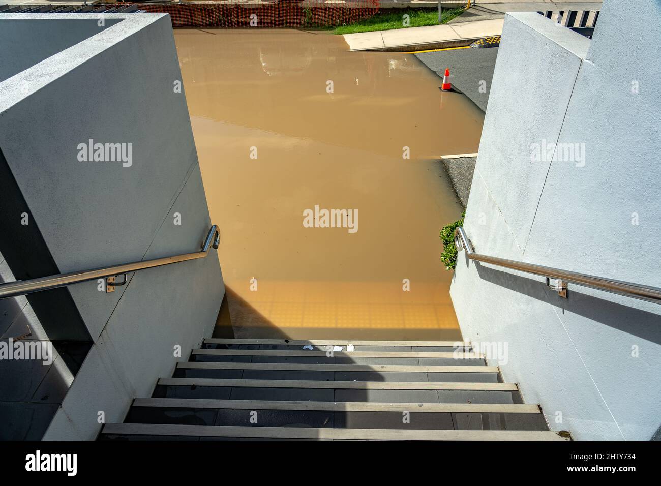Brisbane, Australien - 1. März 2022: Straßen überflutet nach dem starken Regen Stockfoto