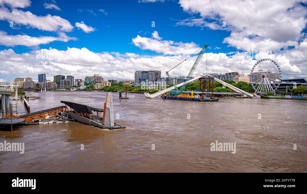 Brisbane, Australien - 1. März 2022: Southbank-Gebiet überflutet nach dem starken Regen Stockfoto